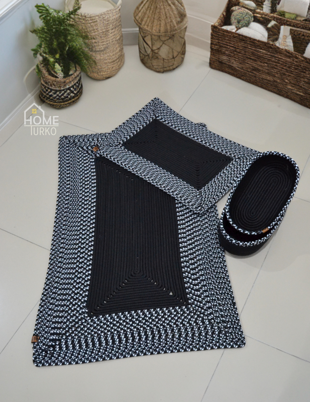 Boho Square Bathroom Mat Set