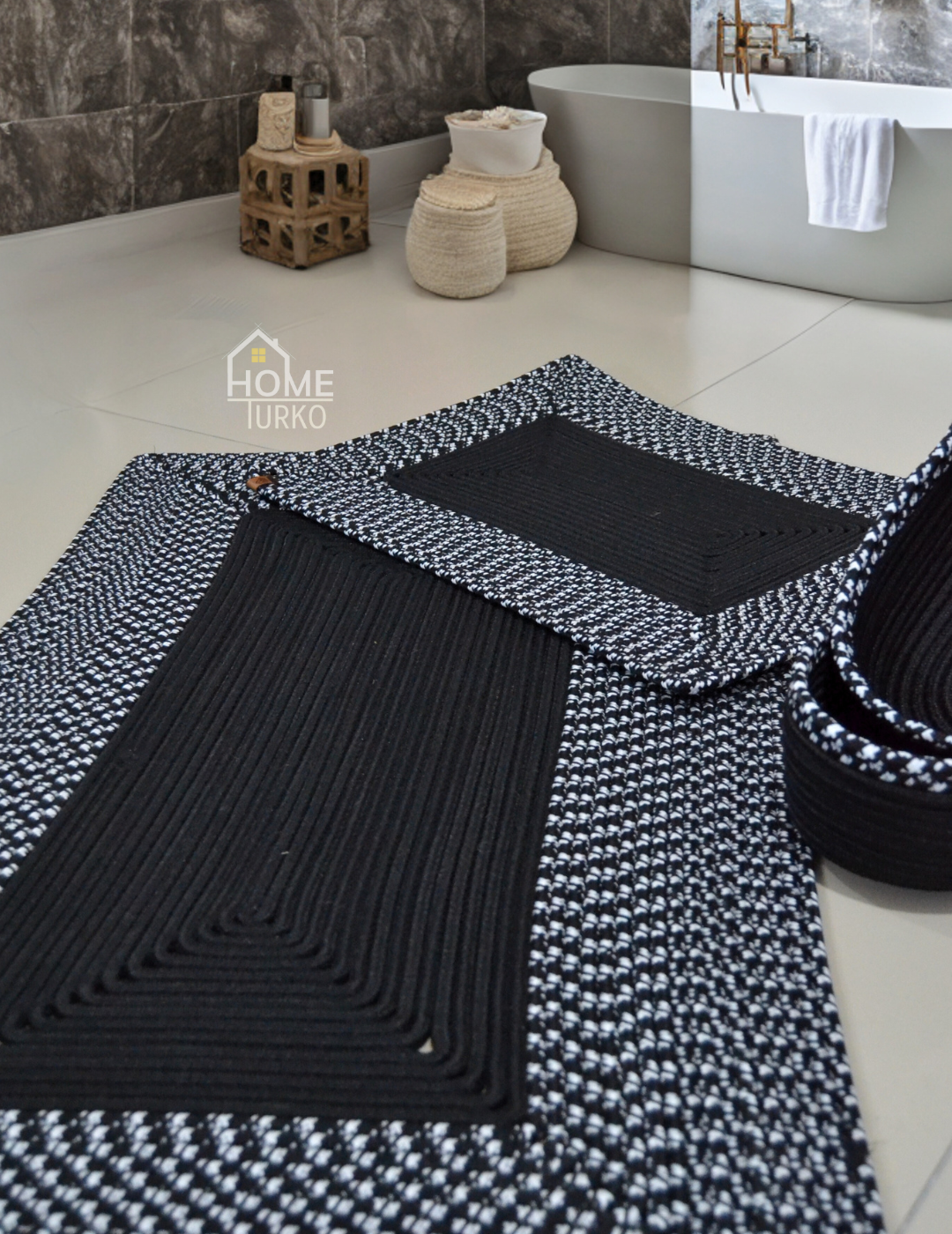 Boho Square Bathroom Mat Set