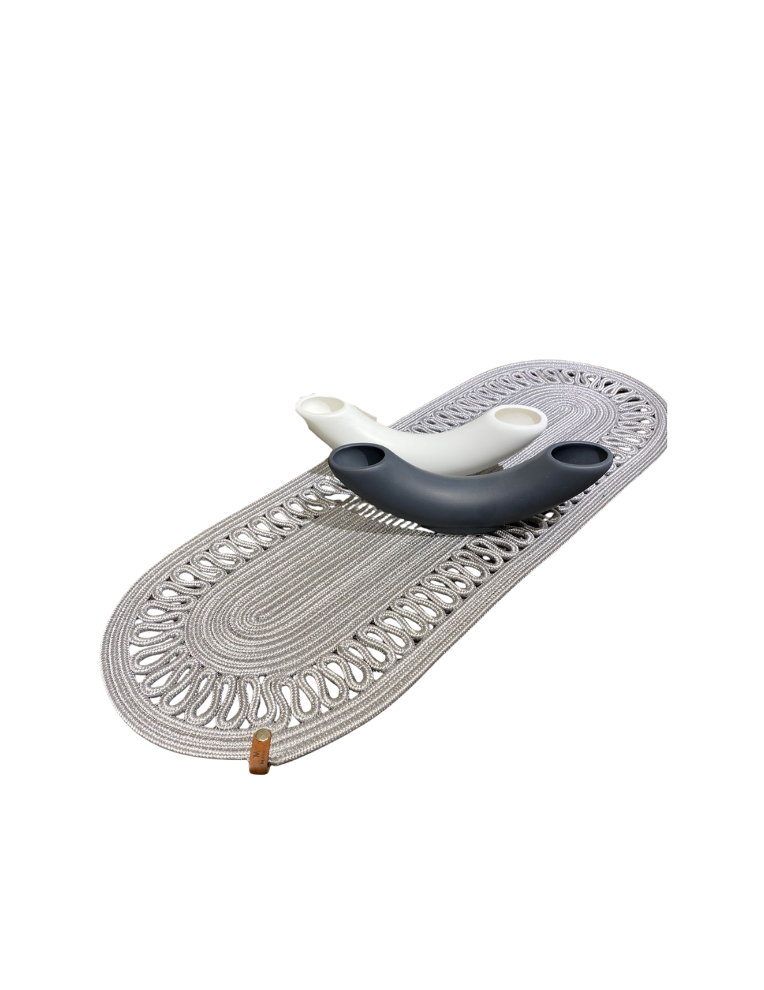 El Örgüsü Jüt Runner Oval Şerit Desenli Masa Sehpa Unite Üstü Dekoratif Örtü (30 X 70 CM)