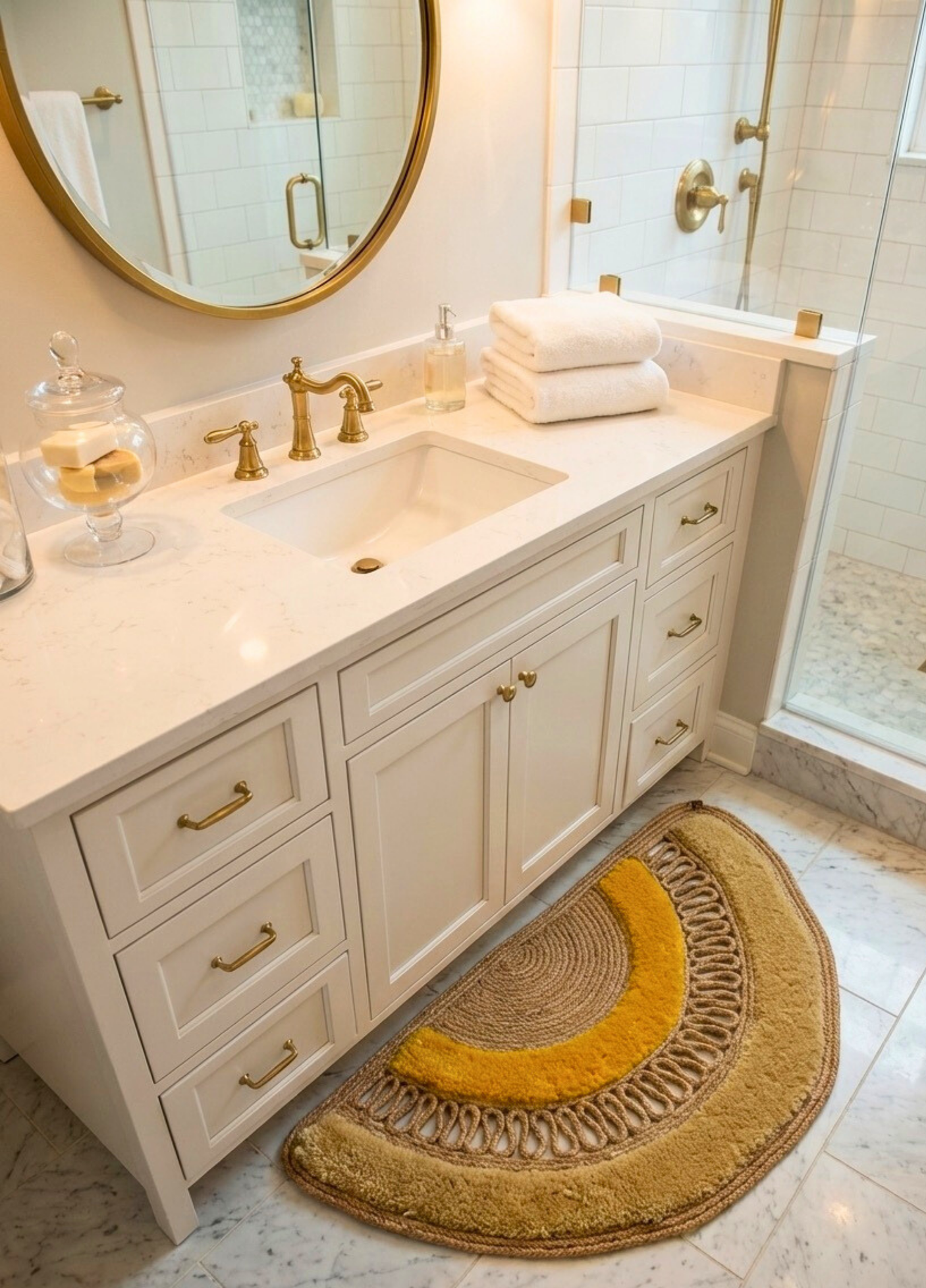 Dünyada İlk! Artisan Glow Yarım Ay Tufting Şeritli Jüt Kapı Önü Paspası