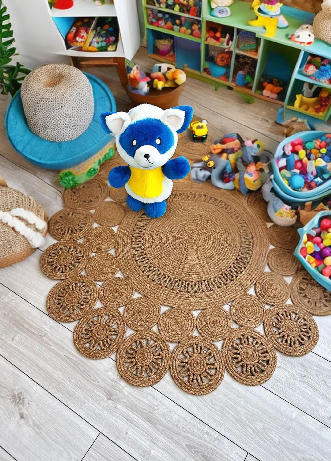 Fituristic Jute Patterned Boho Rug