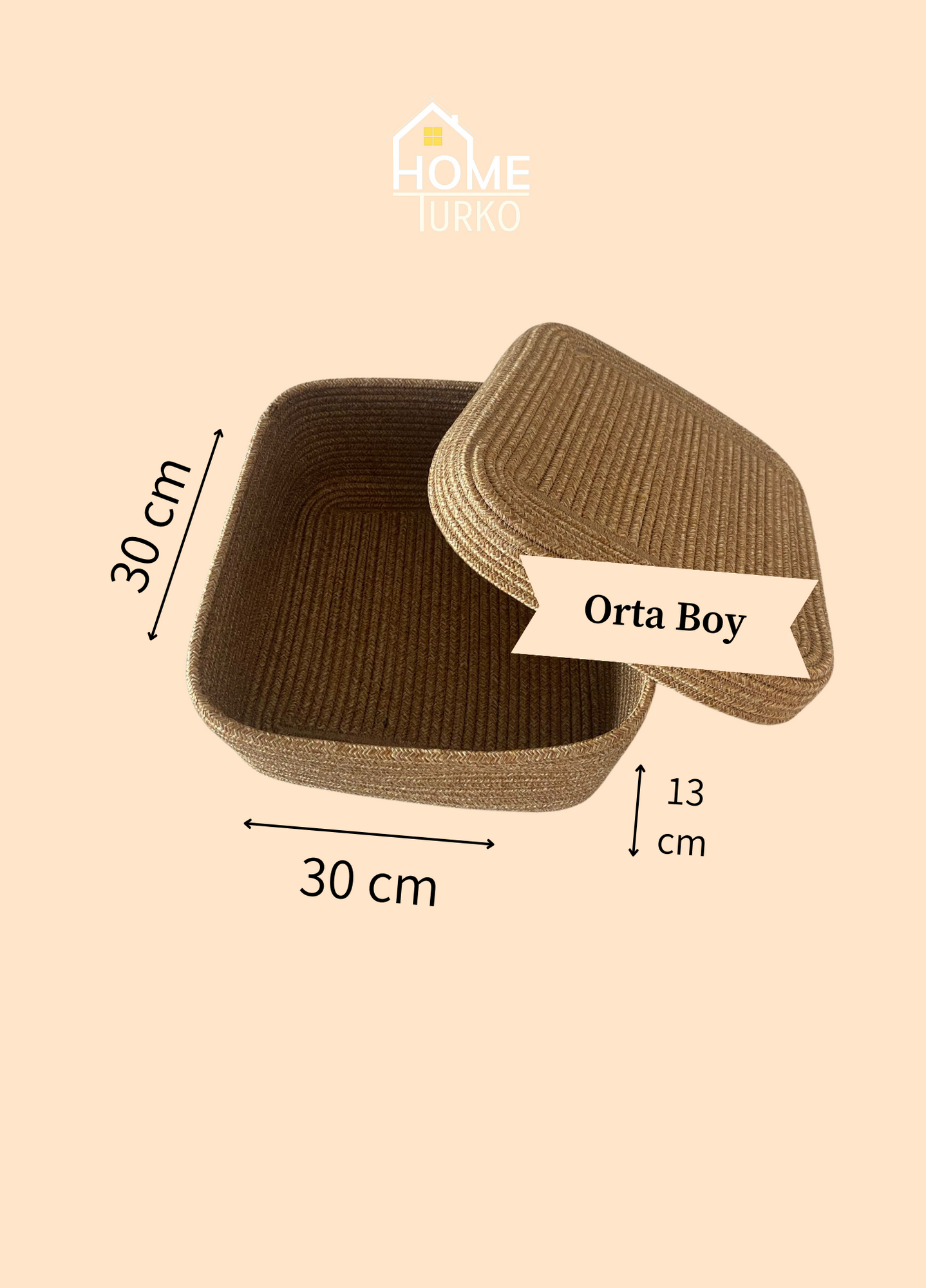 Bohem Kare Kapaklı Sepet / Düzenleyici