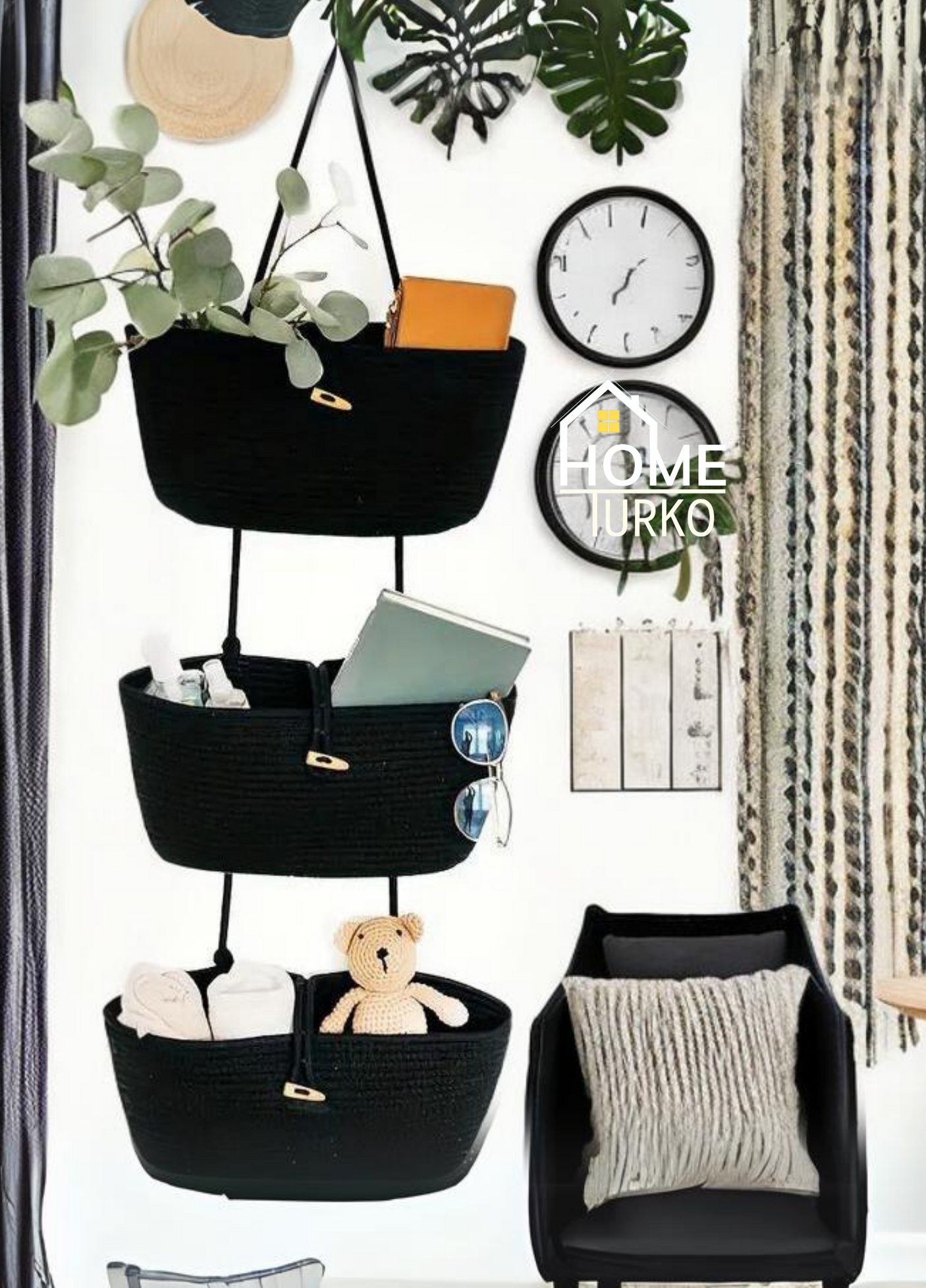 Üçlü Askılı Bohem Sepet