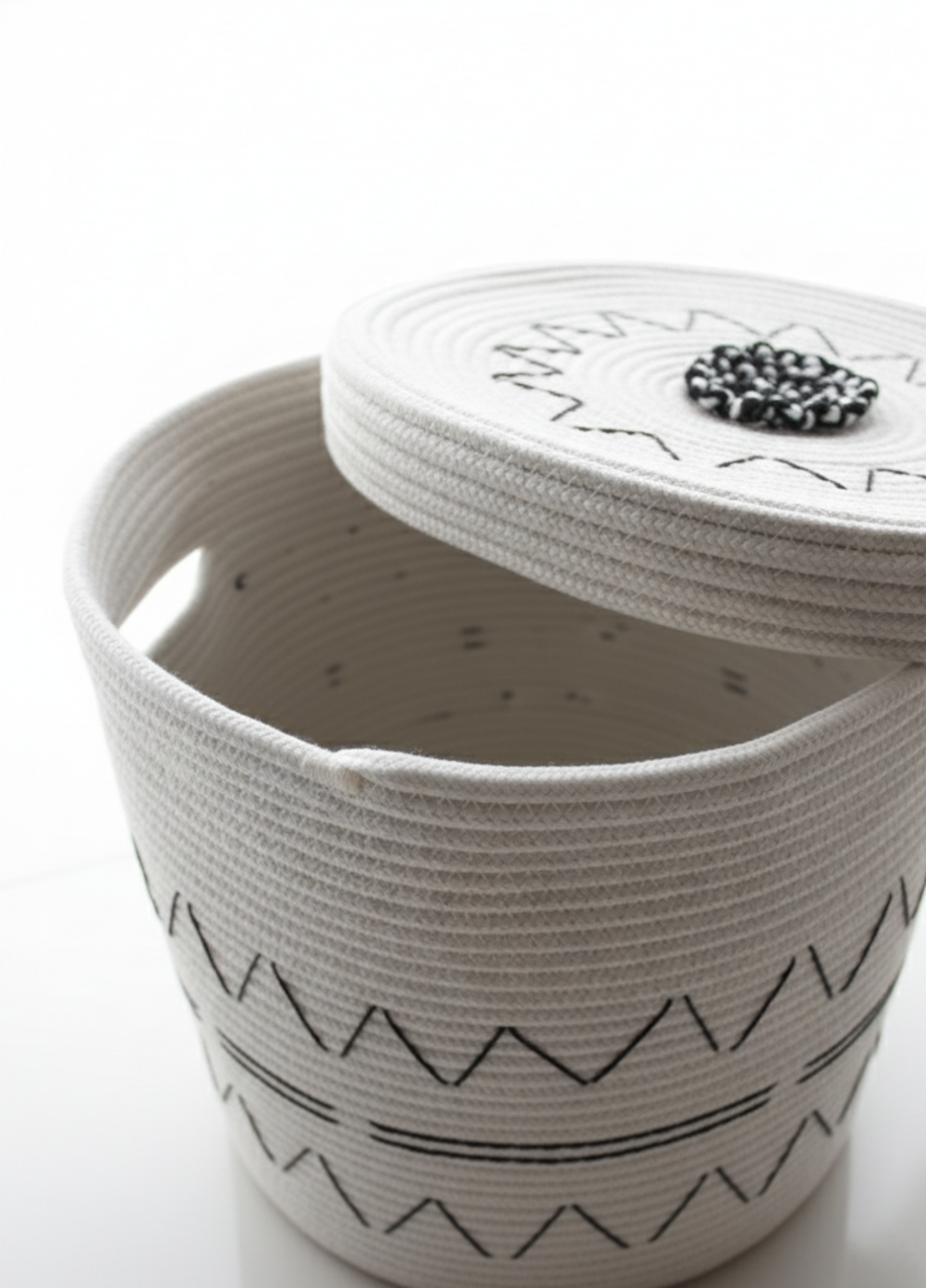 MonoCraft Jute Modern Touch, Handmade Knitted Large Volume Baskets with Lids