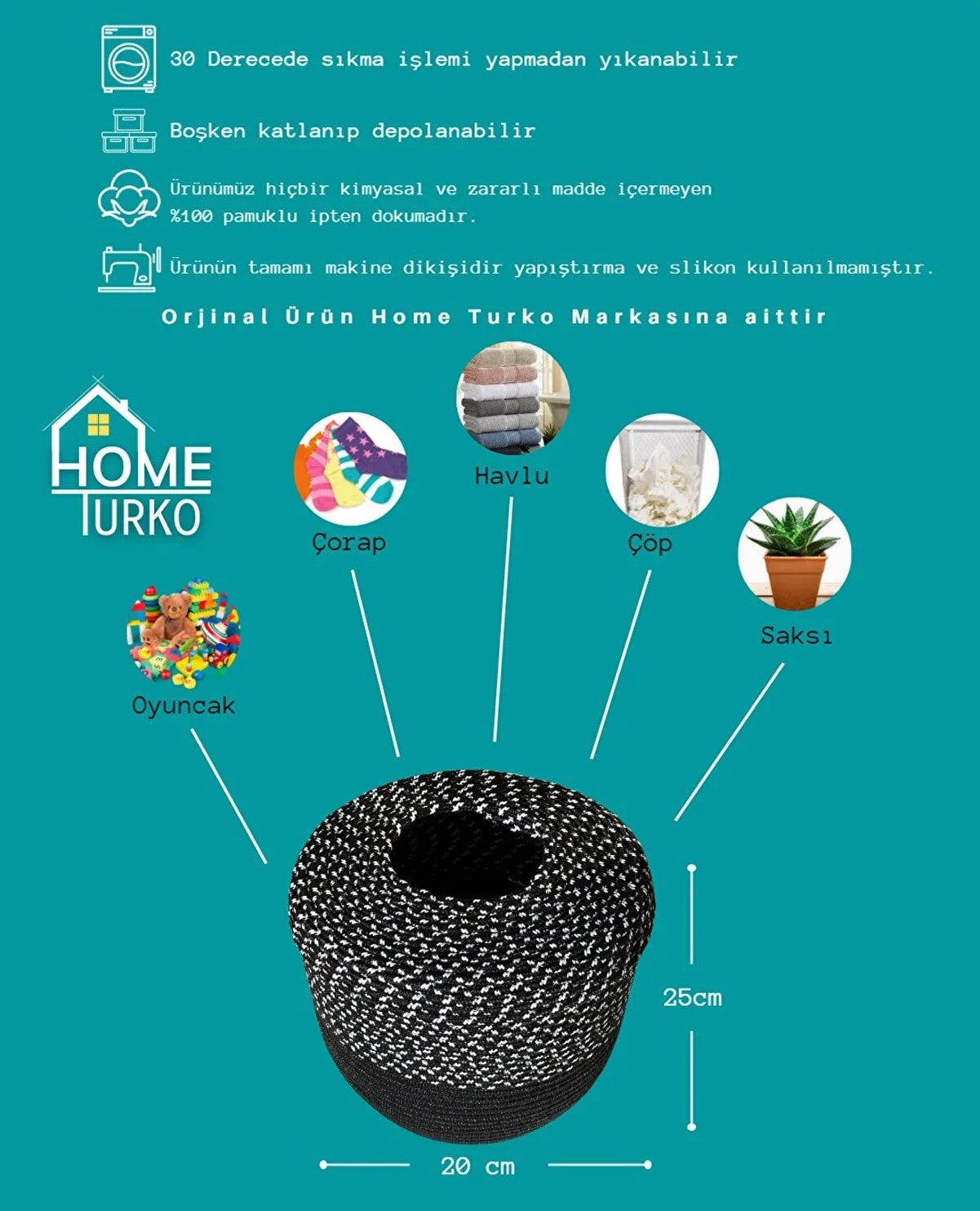 Bohem Çöp Sepeti Düzenleyici Sepet