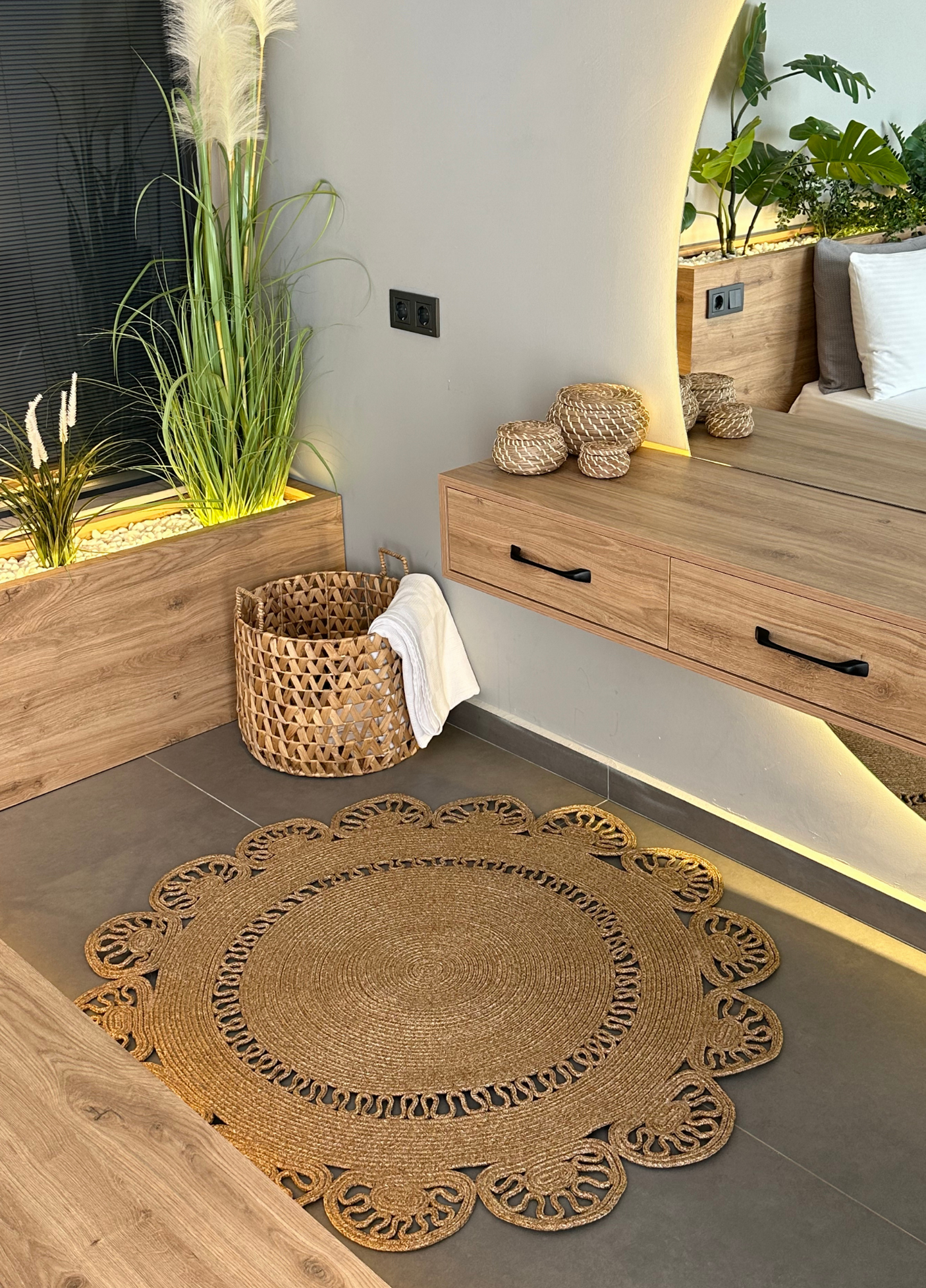 Jute Bohemian Carpet & Rug & Mat