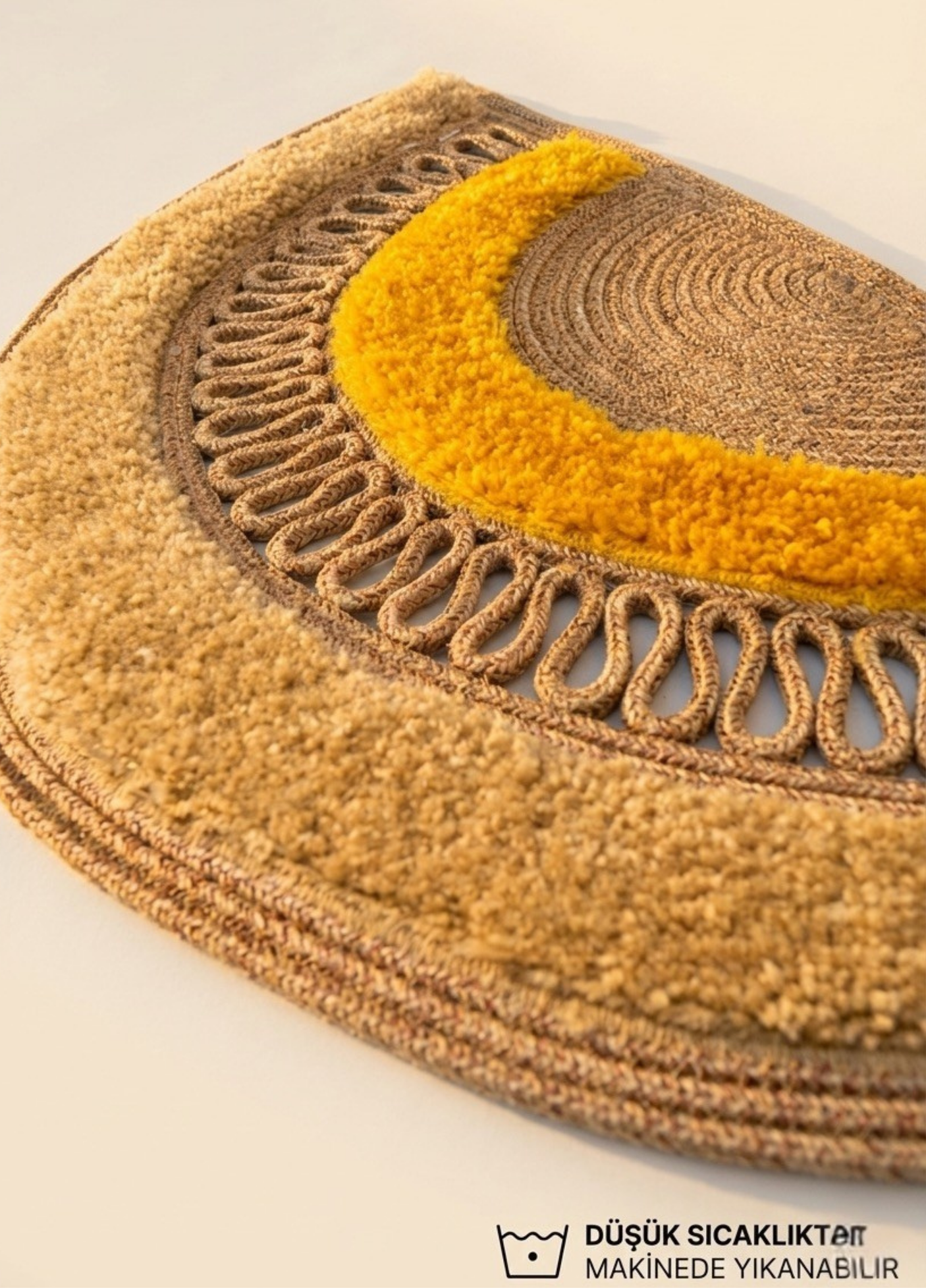 Dünyada İlk! Artisan Glow Yarım Ay Tufting Şeritli Jüt Kapı Önü Paspası