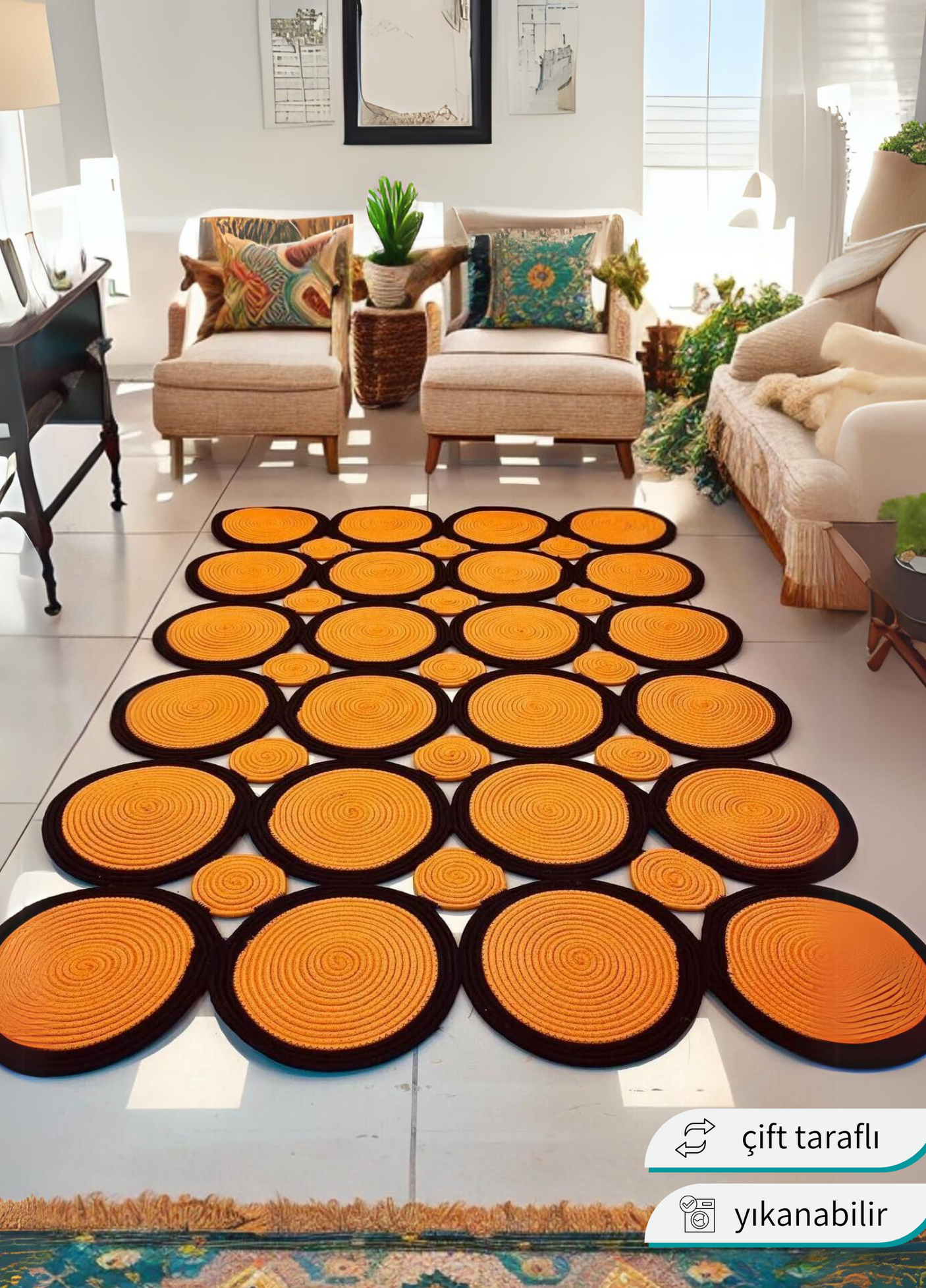 Jute Bohemian Carpet & Rug & Mat