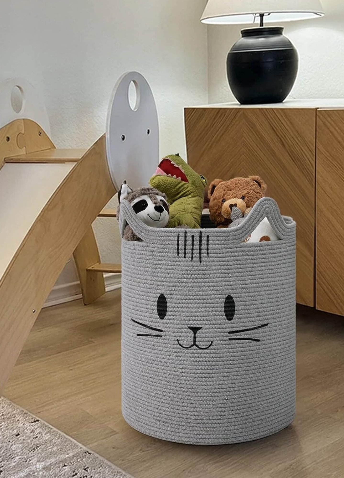 Sevimli Kedi Desenli Çocuk Odası Sepeti