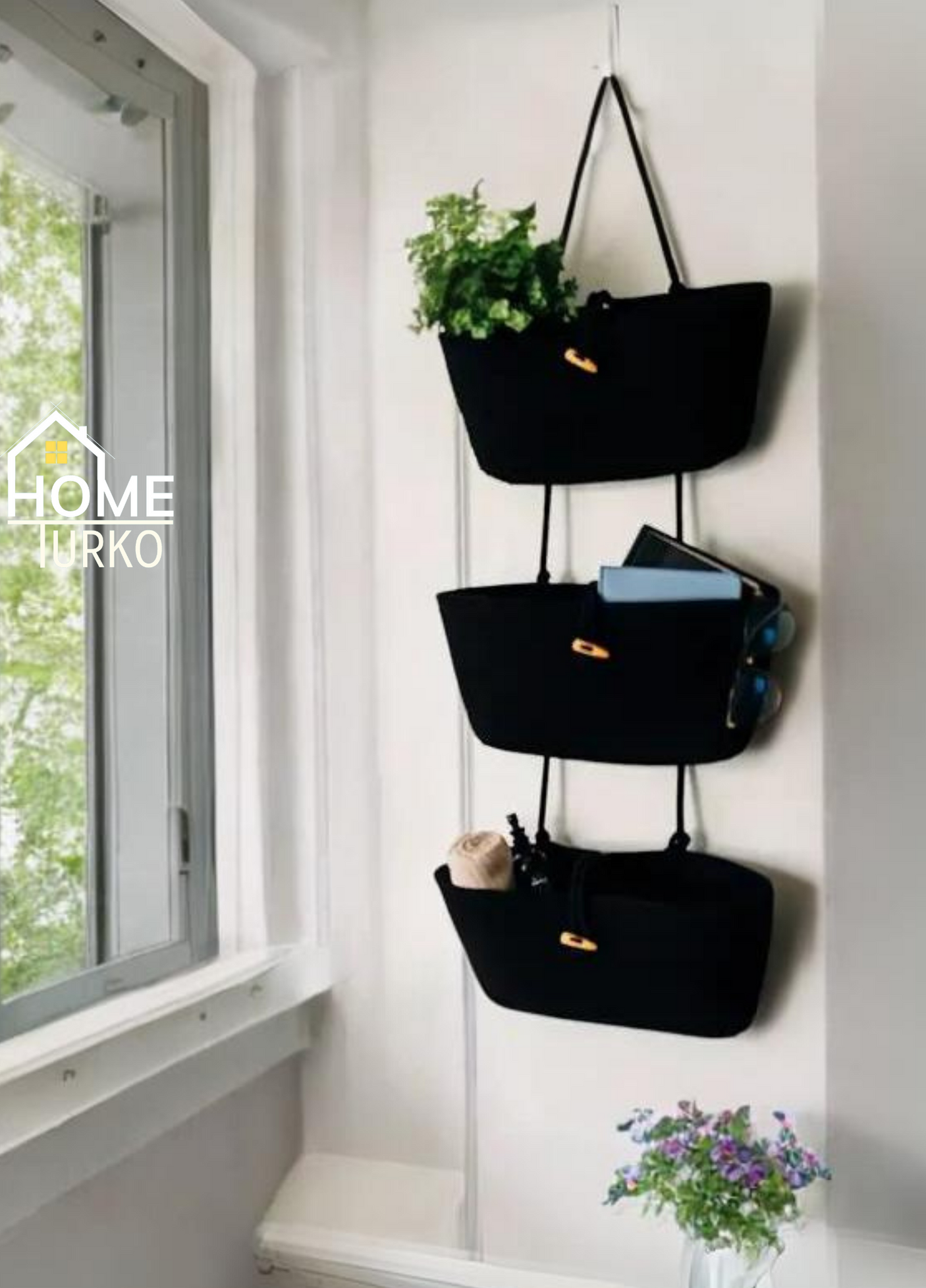 Üçlü Askılı Bohem Sepet