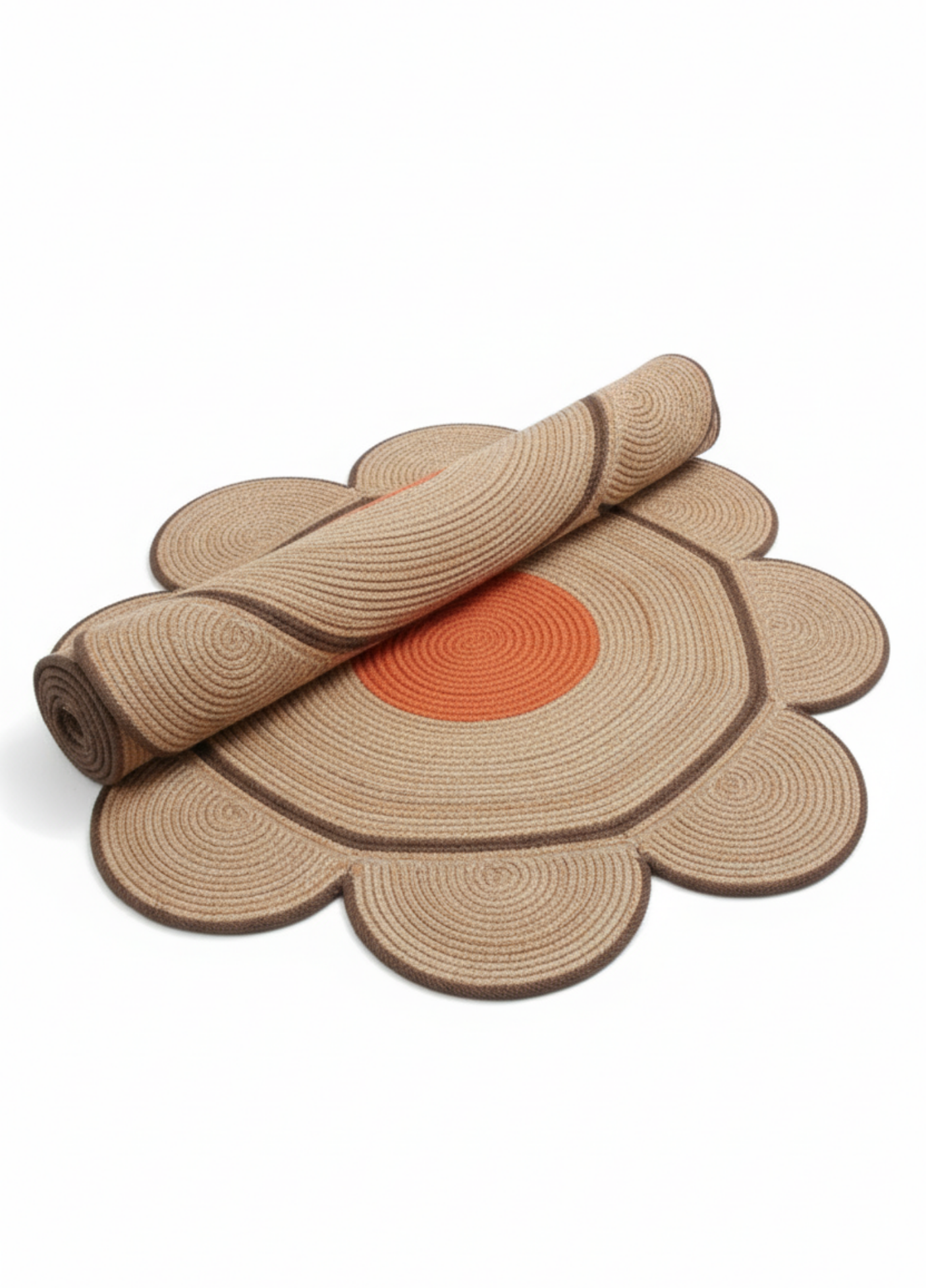 Bloom Children's Room Flower-Shaped Jute Rug Natural Straw Decorative Carpet