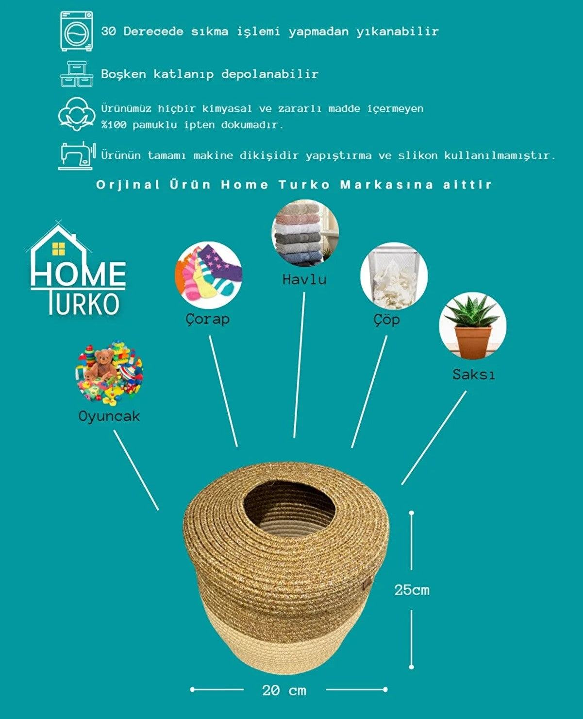 Bohem Çöp Sepeti Düzenleyici Sepet