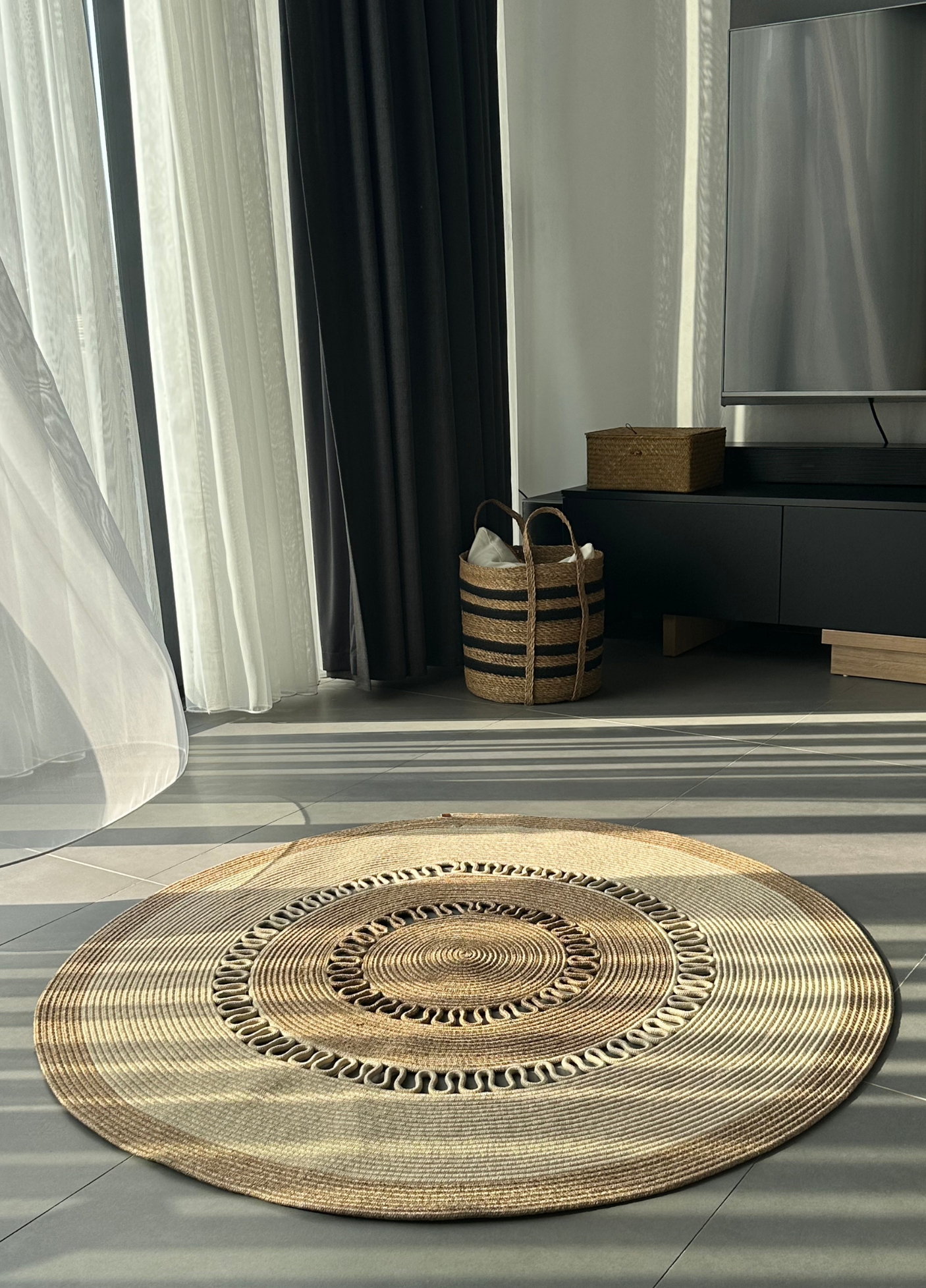 Jute Bohemian Carpet & Rug & Mat