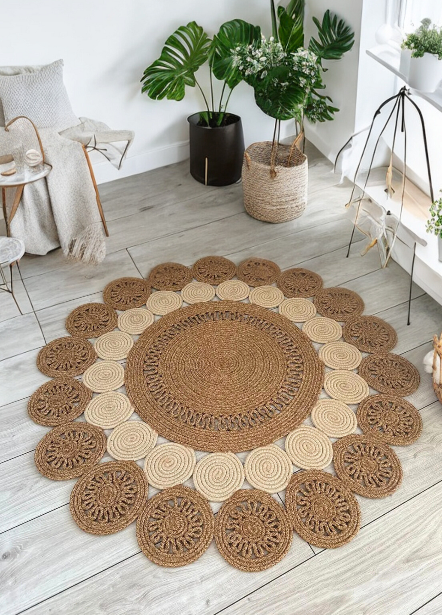 Fituristic Jute Patterned Boho Rug