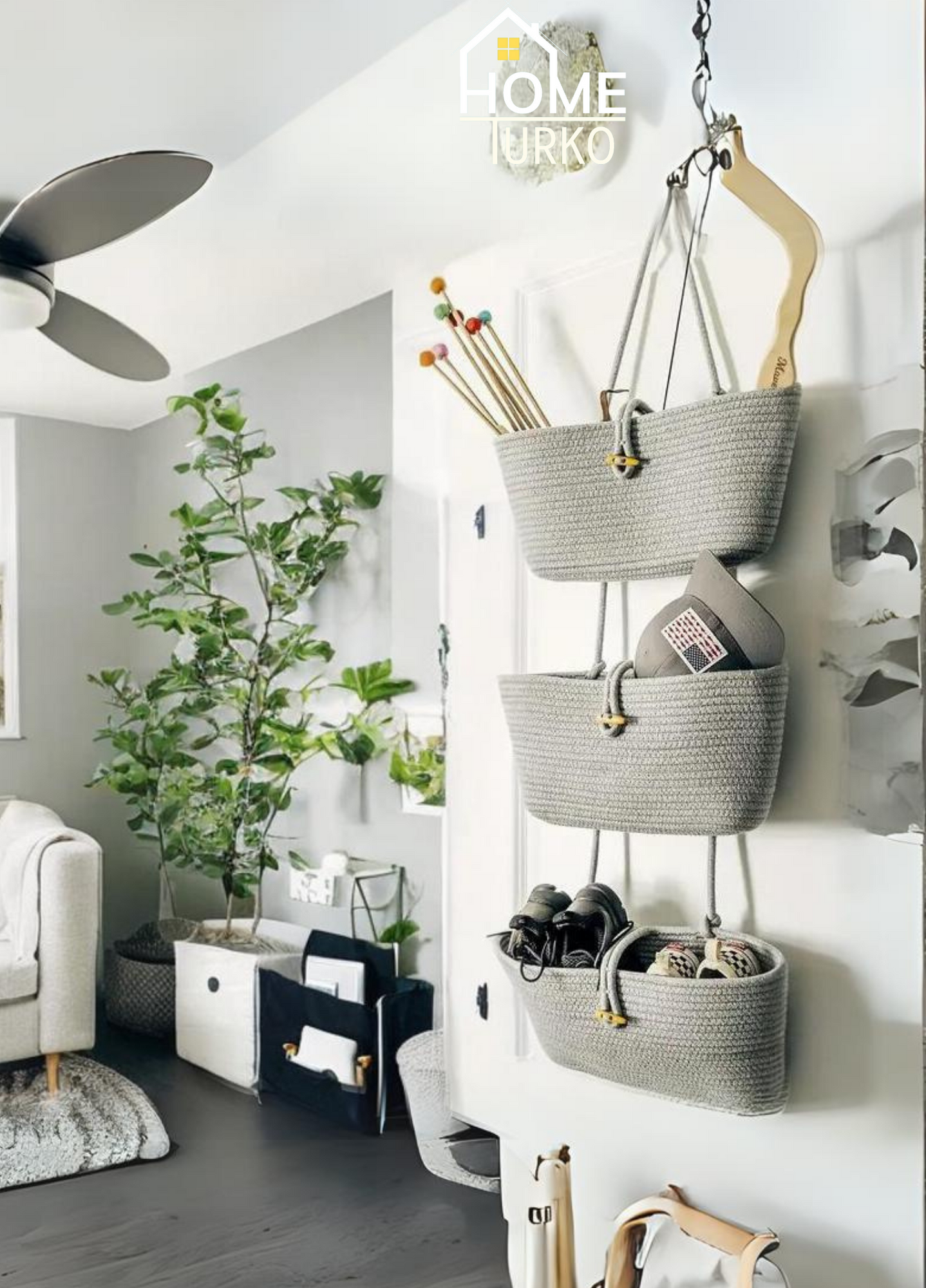 Üçlü Askılı Bohem Sepet