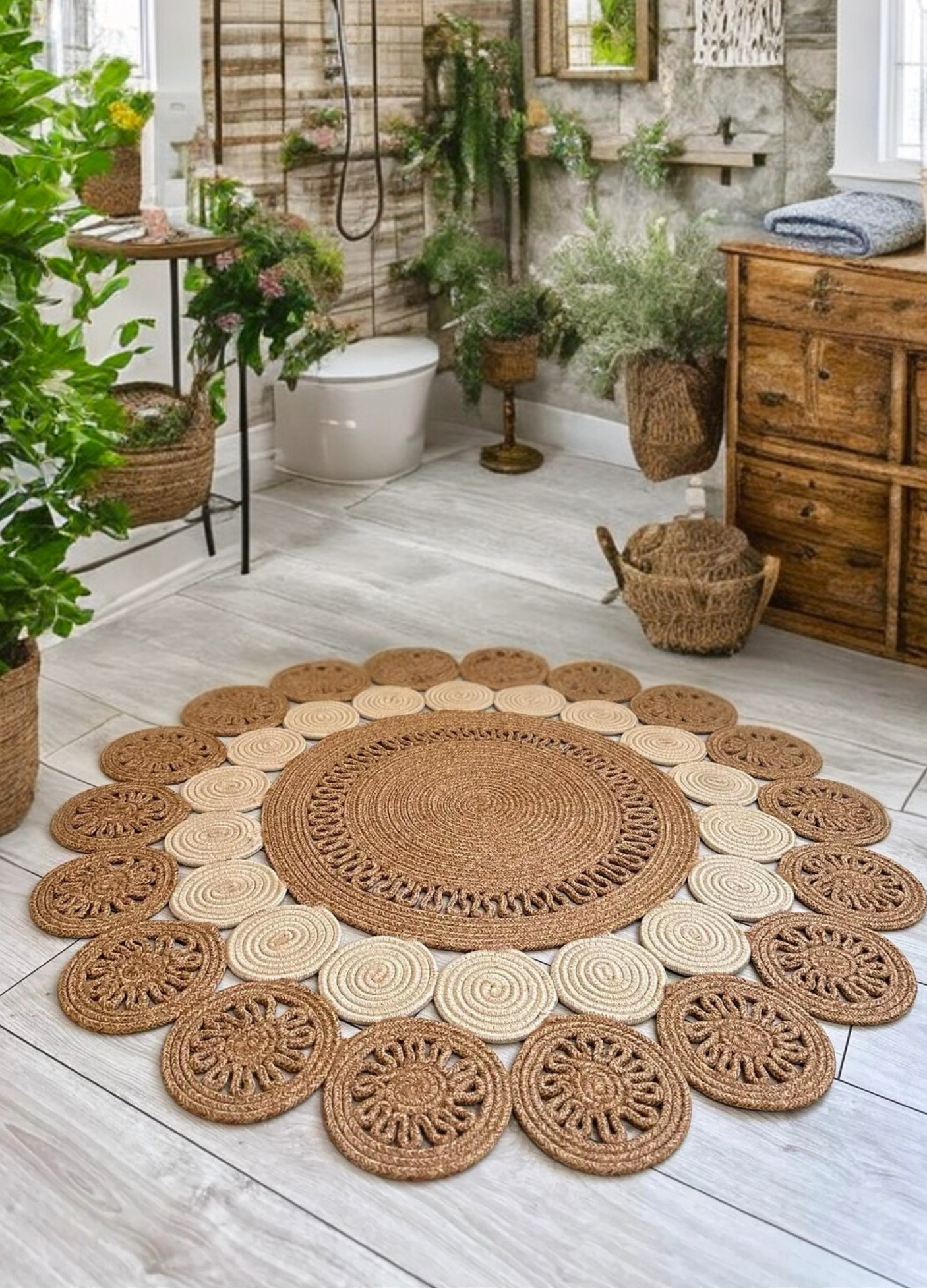 Fituristic Jute Patterned Boho Rug