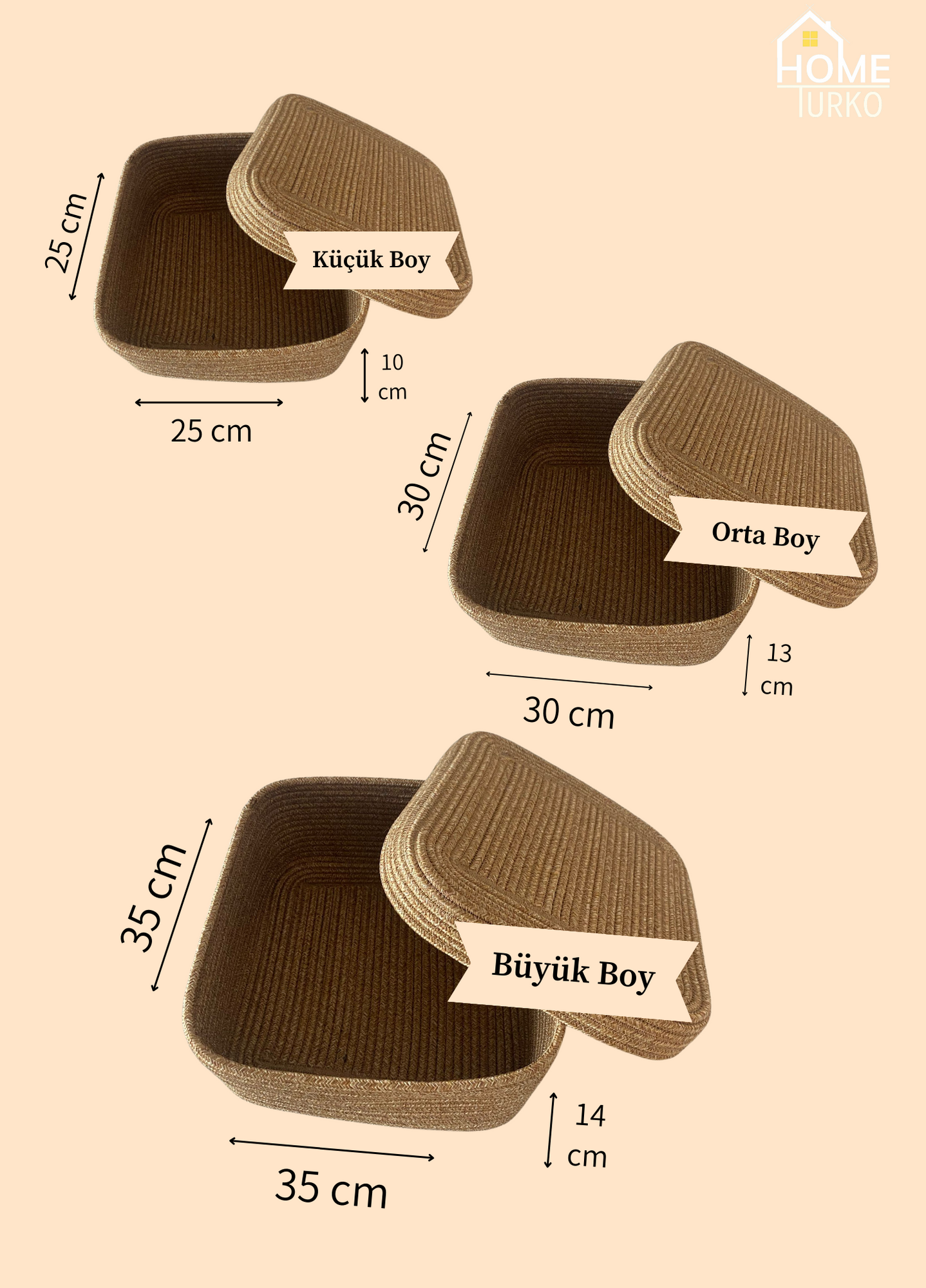 Bohem Kare Kapaklı Sepet / Düzenleyici