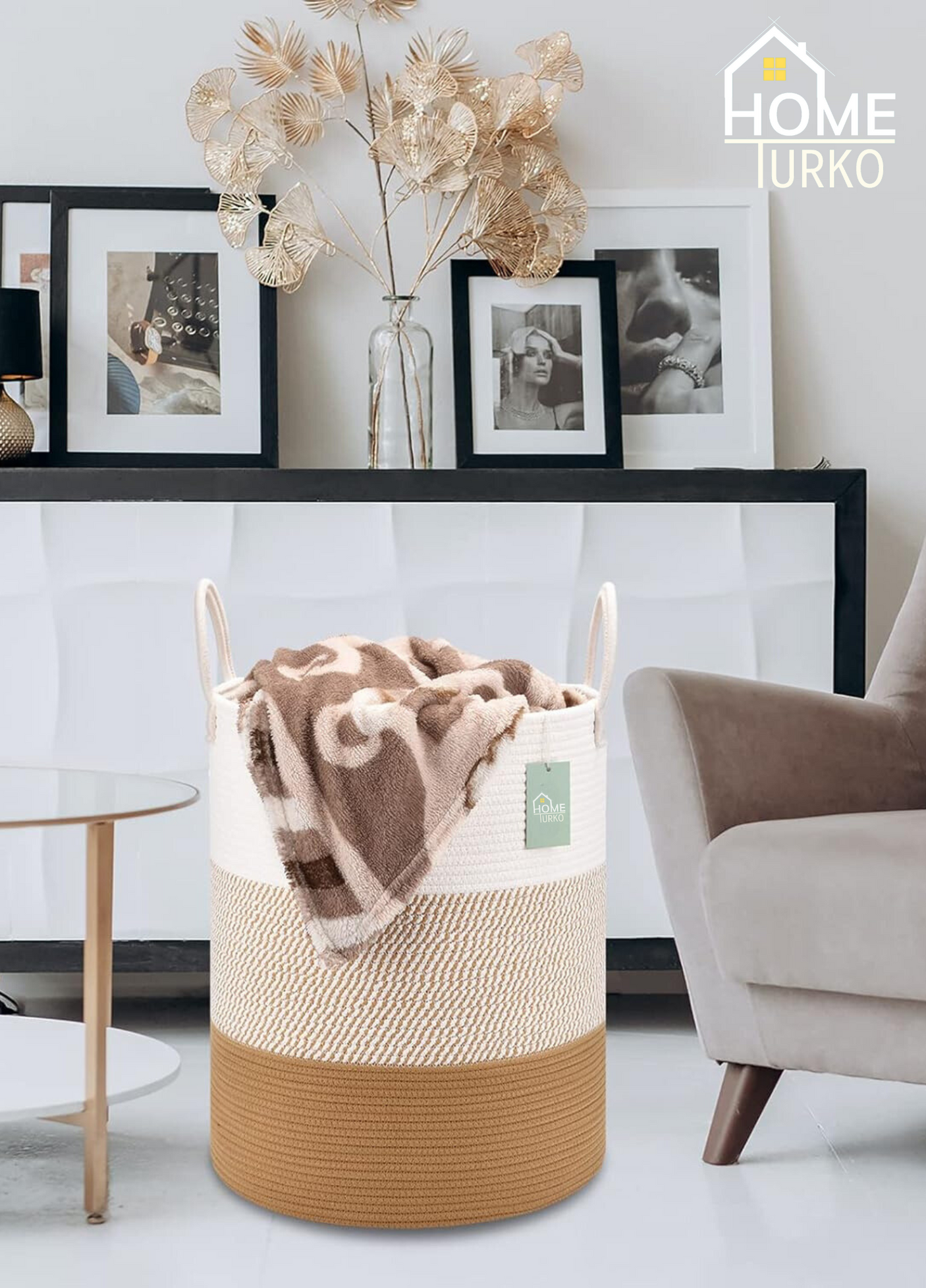 Bohem Kulplu Çamaşır Sepeti / Düzenleyici