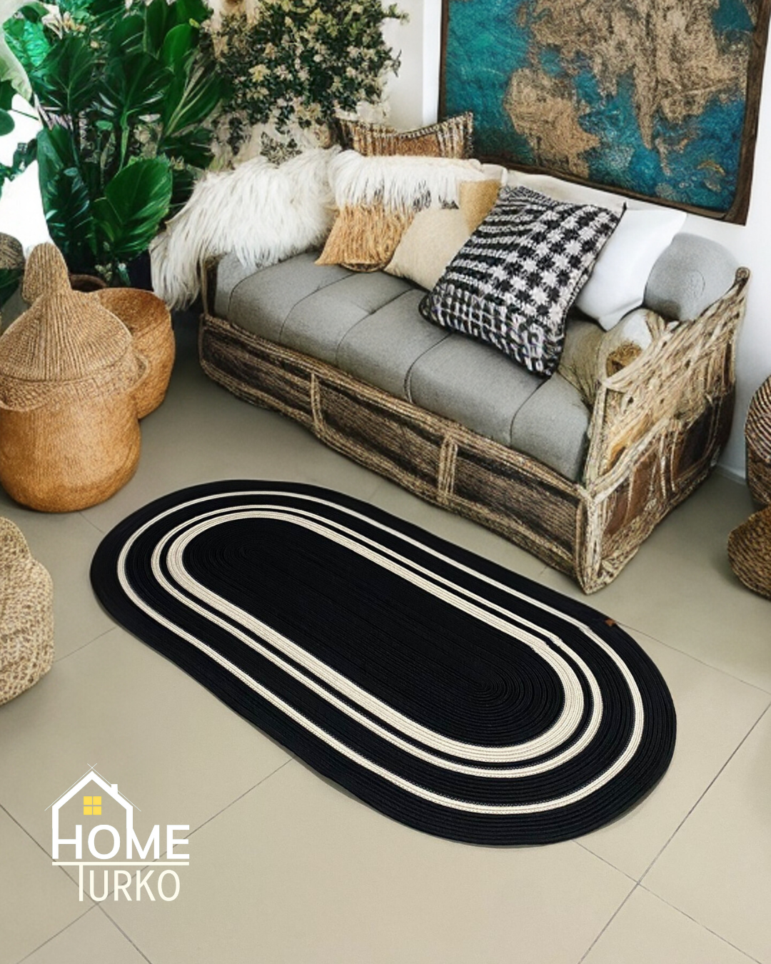 Jute Bohemian Carpet & Rug & Mat