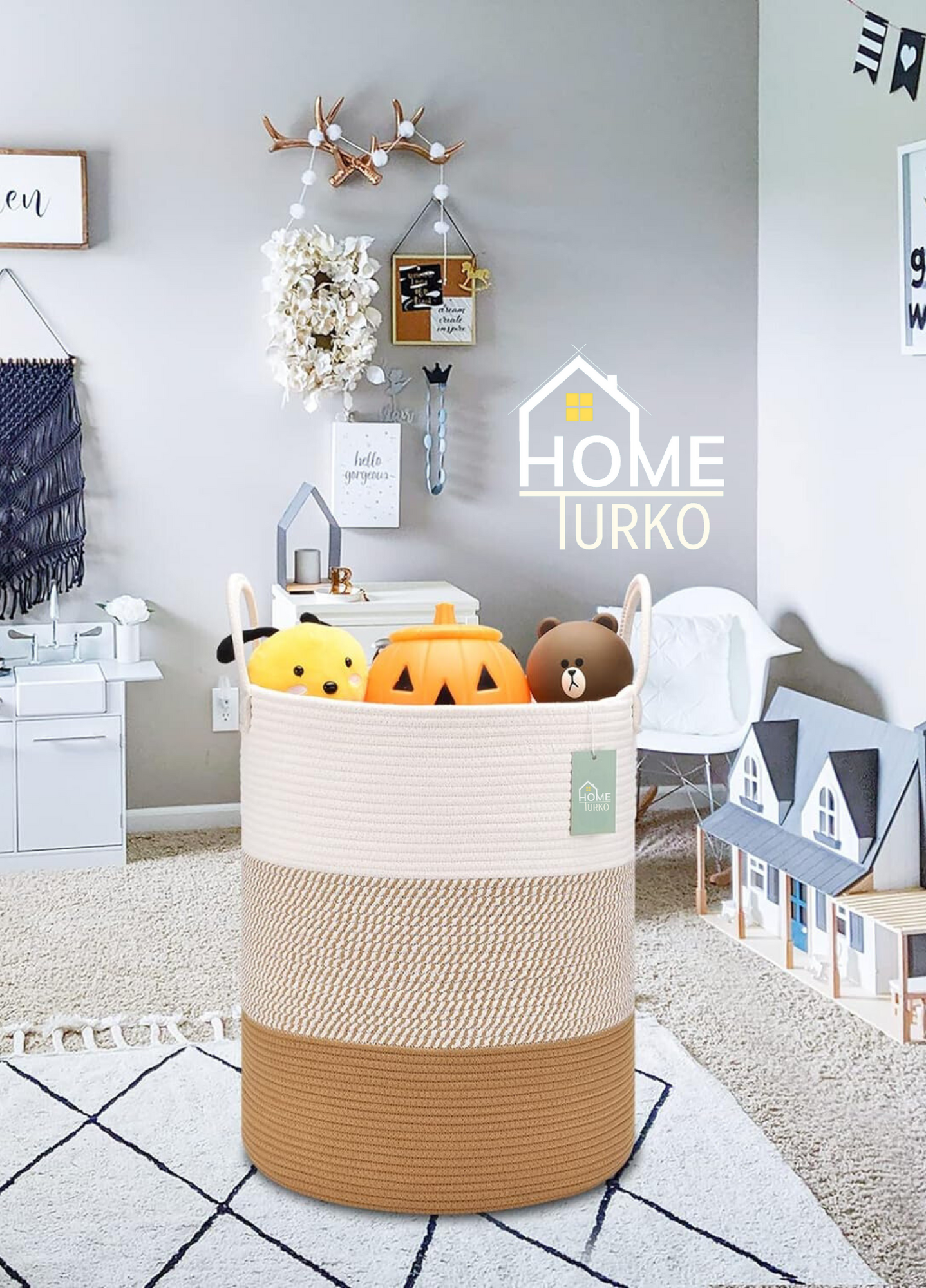 Bohem Kulplu Çamaşır Sepeti / Düzenleyici