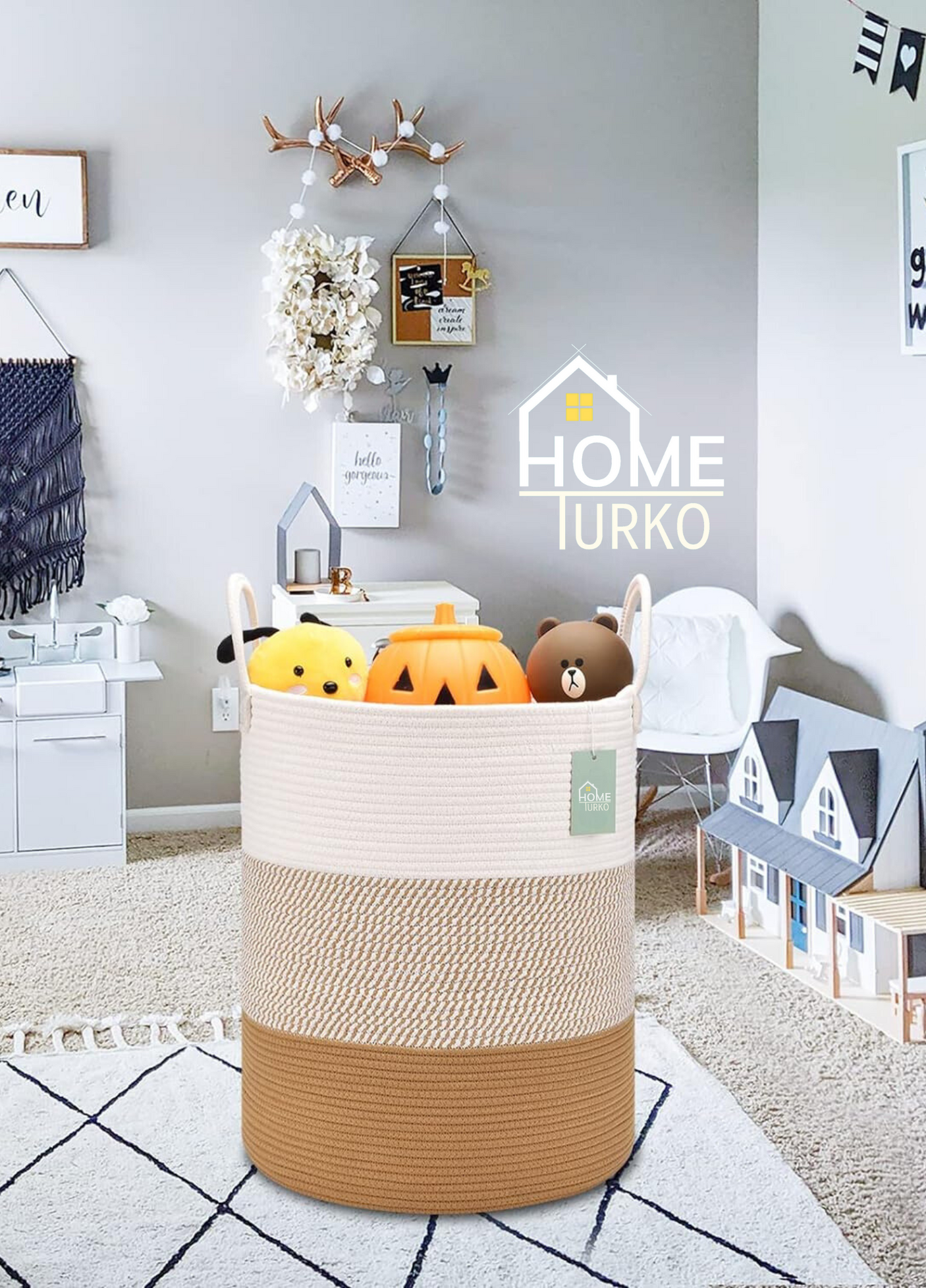 Bohem Kulplu Çamaşır Sepeti / Düzenleyici