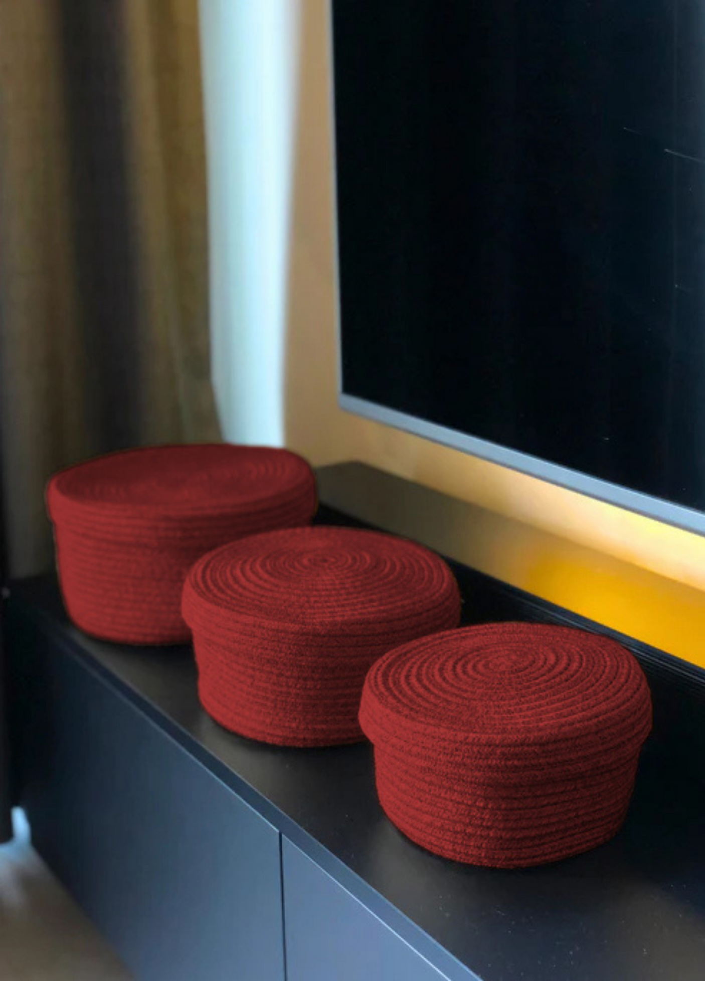 Bohemian Triple Lidded Basket Set