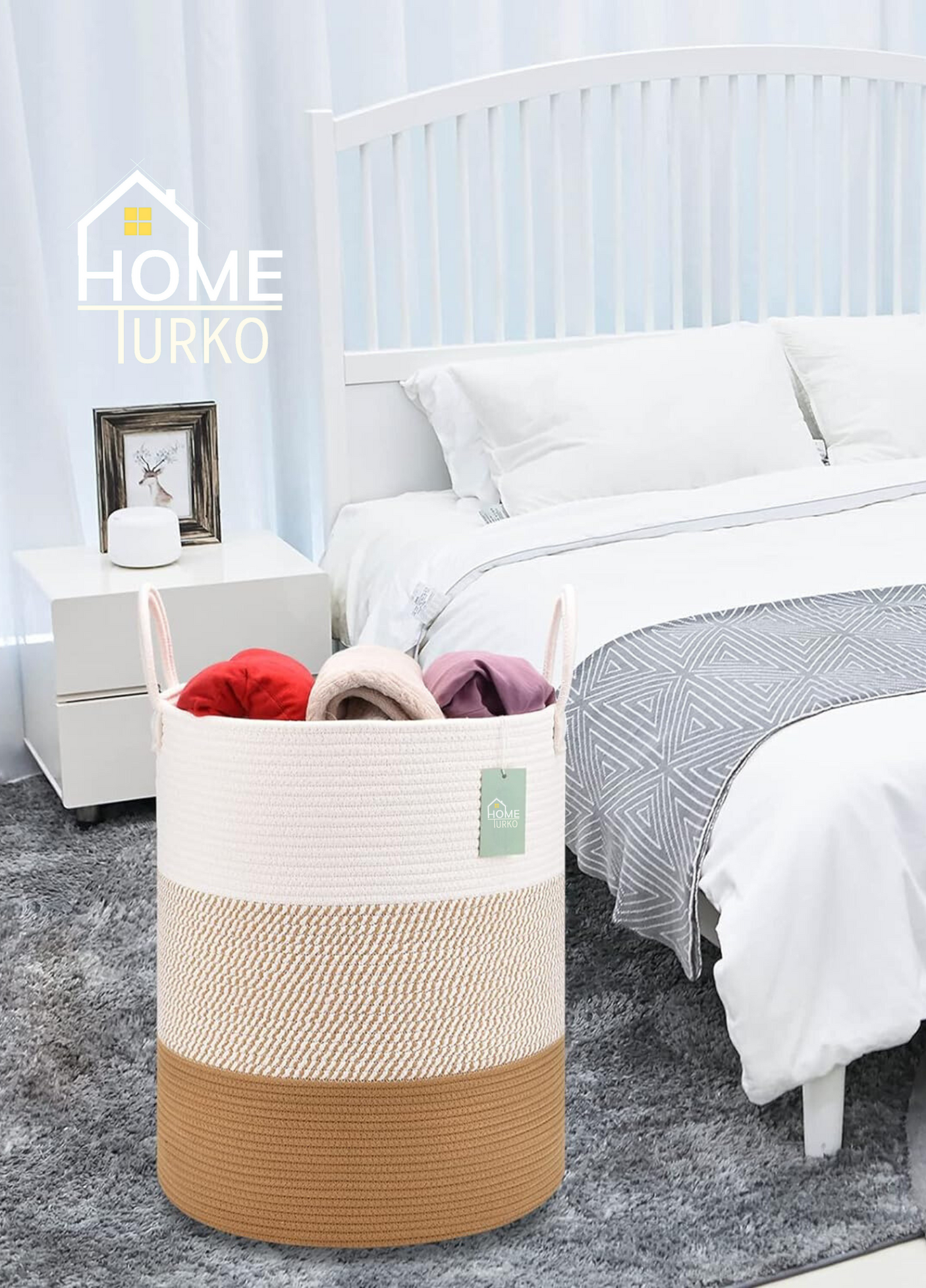 Bohem Kulplu Çamaşır Sepeti / Düzenleyici