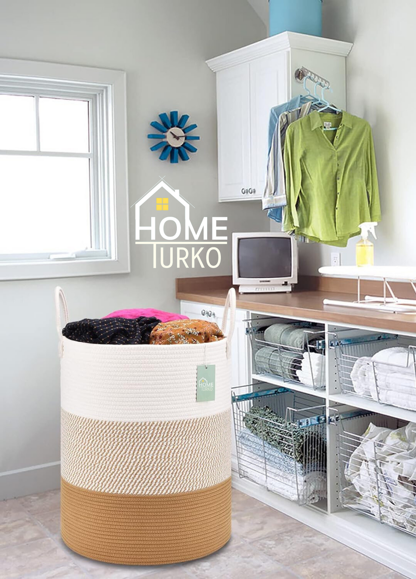 Bohem Kulplu Çamaşır Sepeti / Düzenleyici