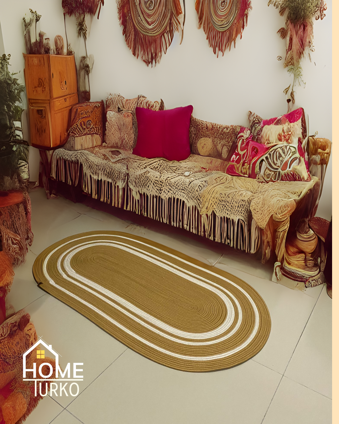 Jute Bohemian Carpet & Rug & Mat