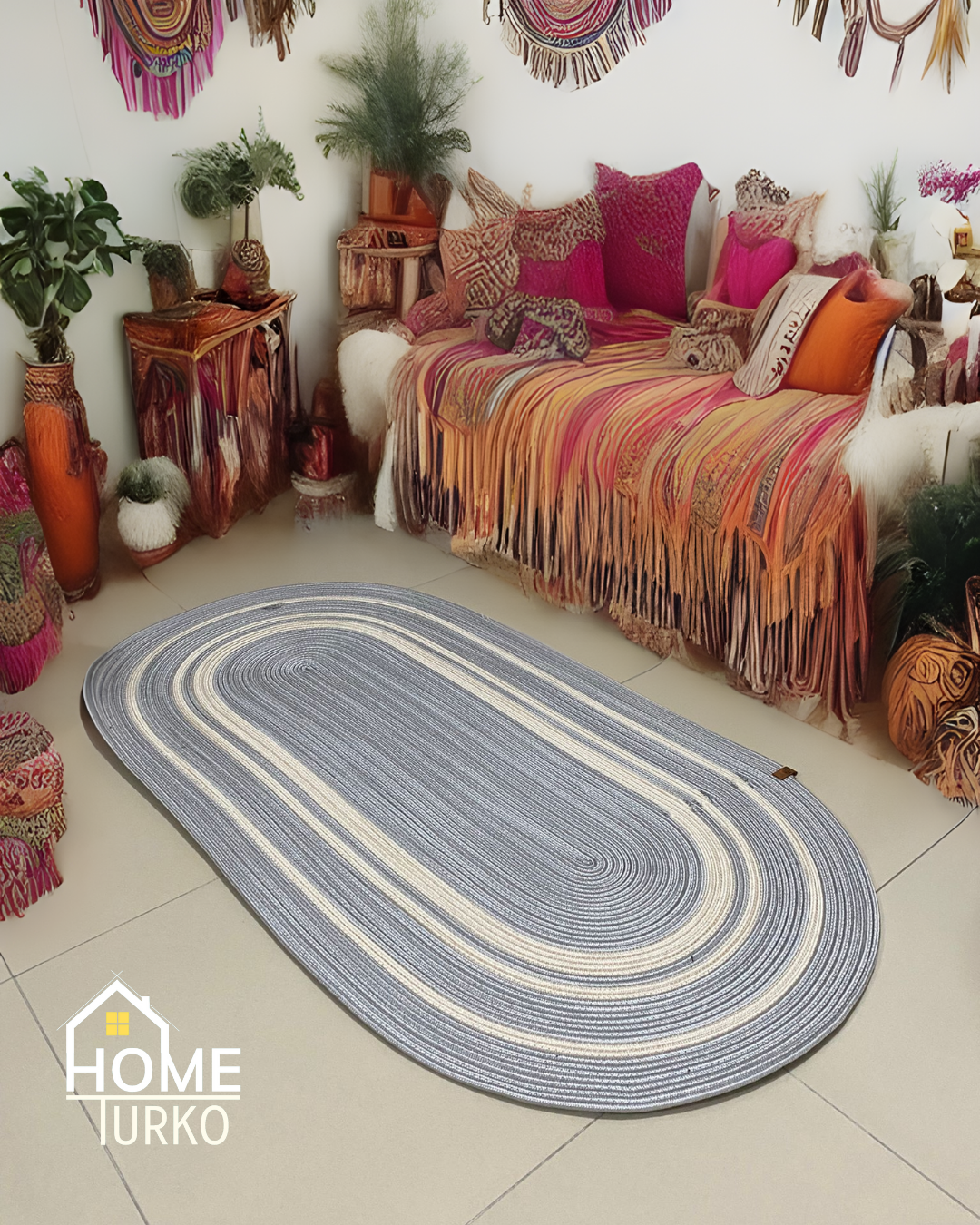 Jute Bohemian Carpet & Rug & Mat