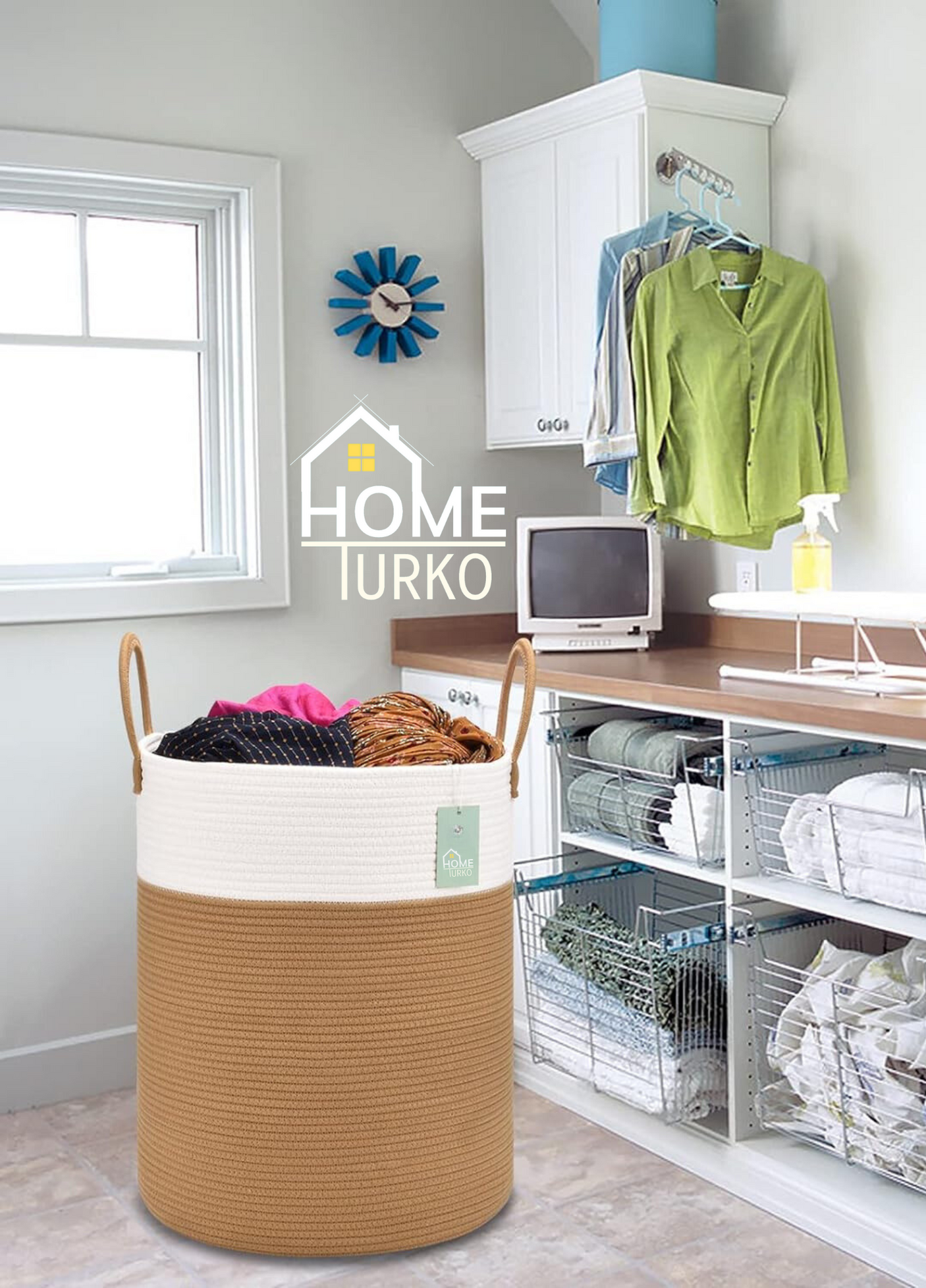 Bohem Kulplu Çamaşır Sepeti / Düzenleyici