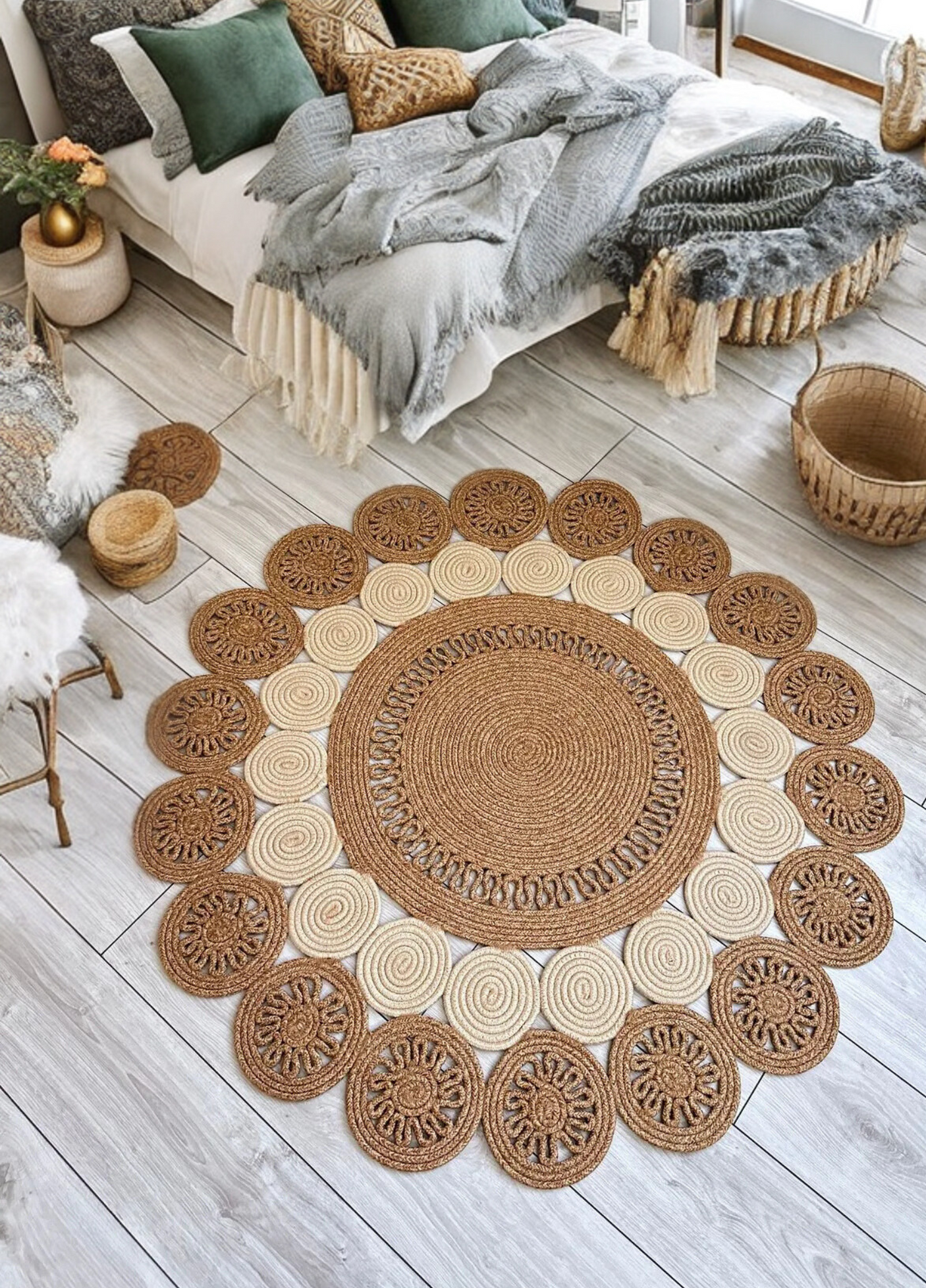 Fituristic Jute Patterned Boho Rug