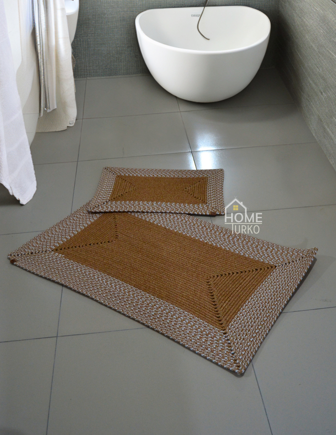 Double Jute Bohemian Bathroom Mat Set