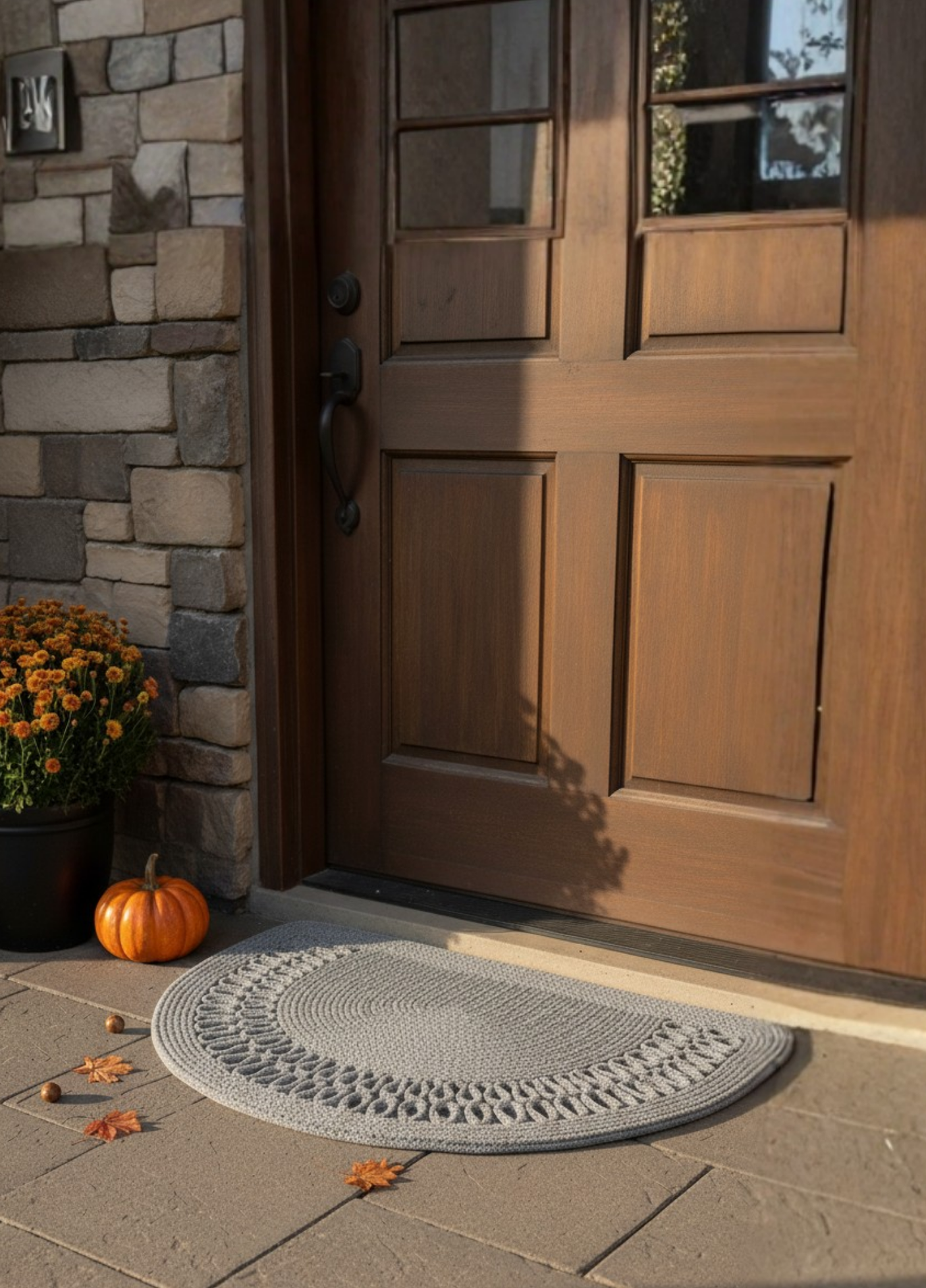 HomeAura Natural Jute Pattern Detailed Doormat