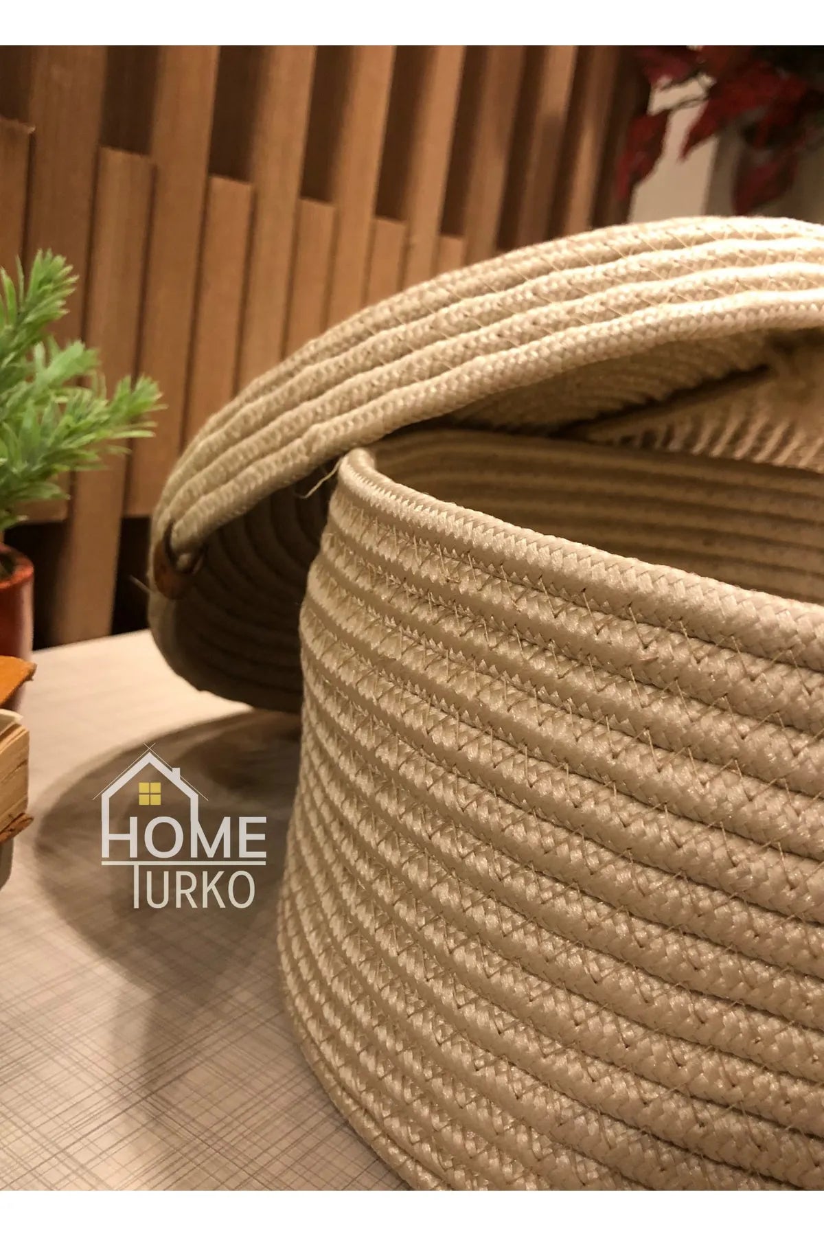 Bohemian Round Lidded Basket Organizer