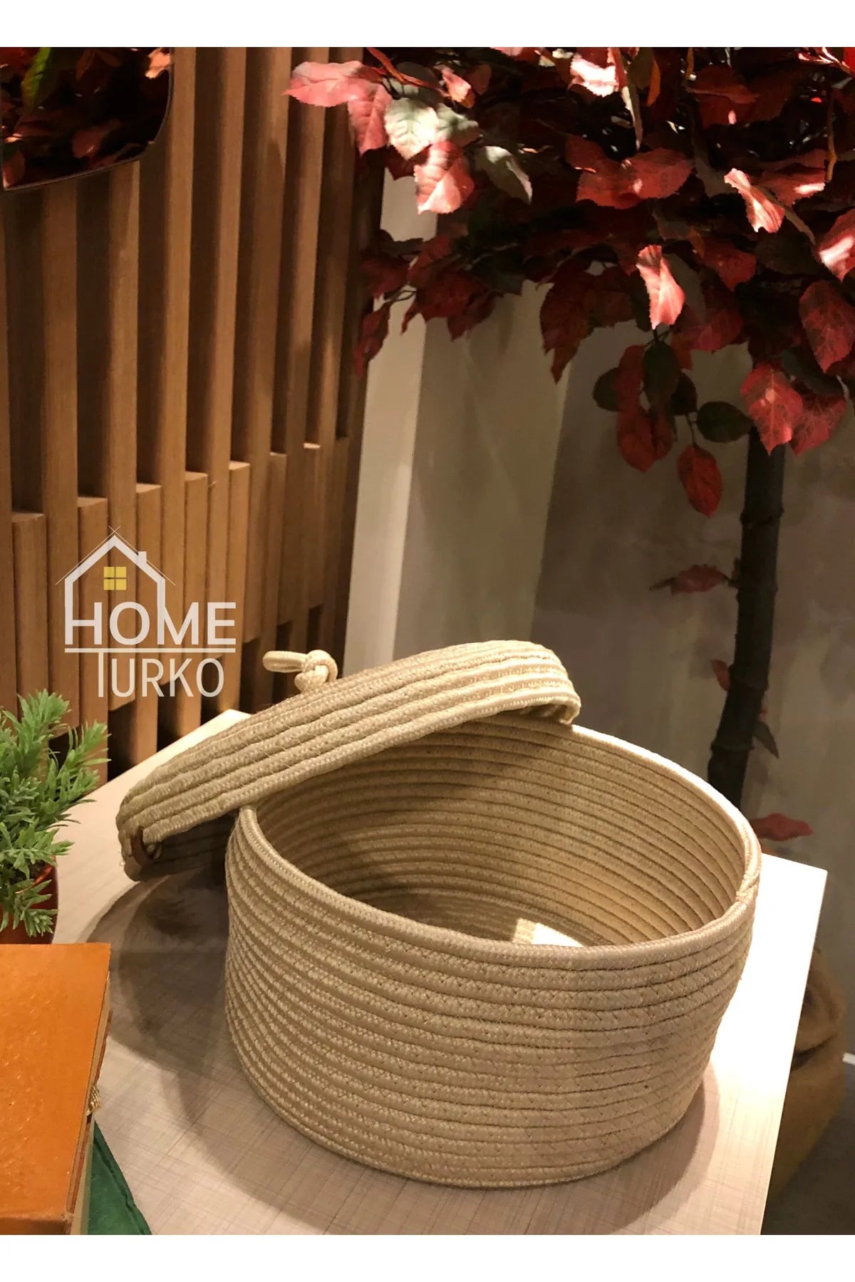 Bohemian Round Lidded Basket Organizer