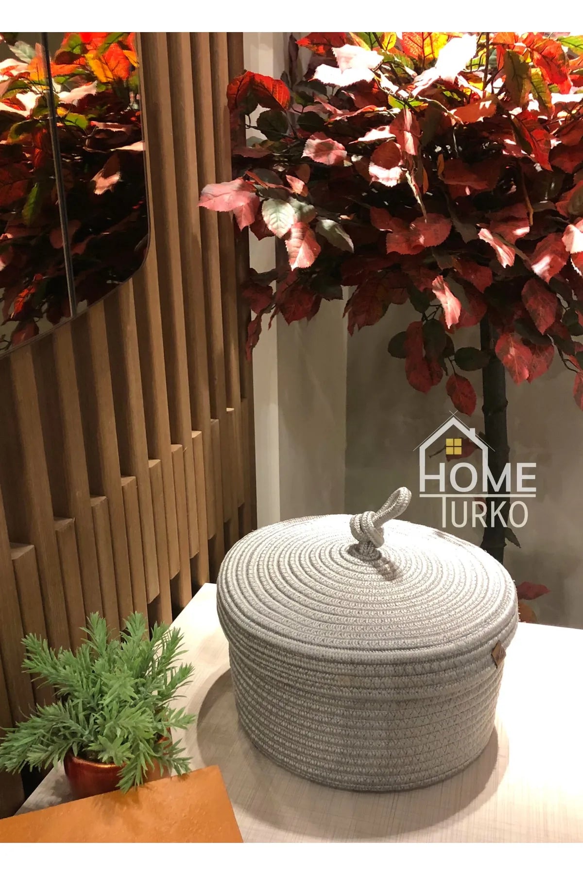 Bohemian Round Lidded Basket Organizer