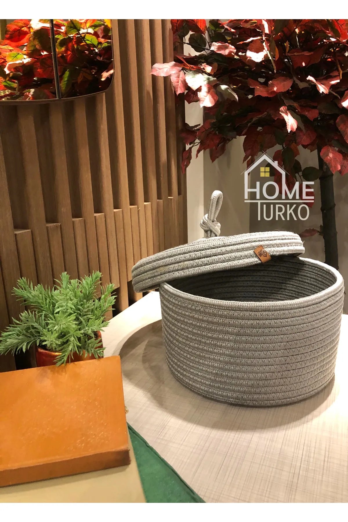 Bohemian Round Lidded Basket Organizer