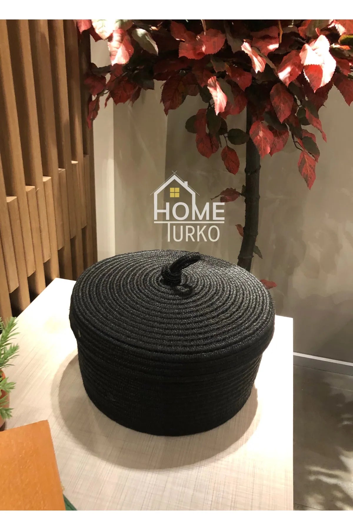 Bohemian Round Lidded Basket Organizer