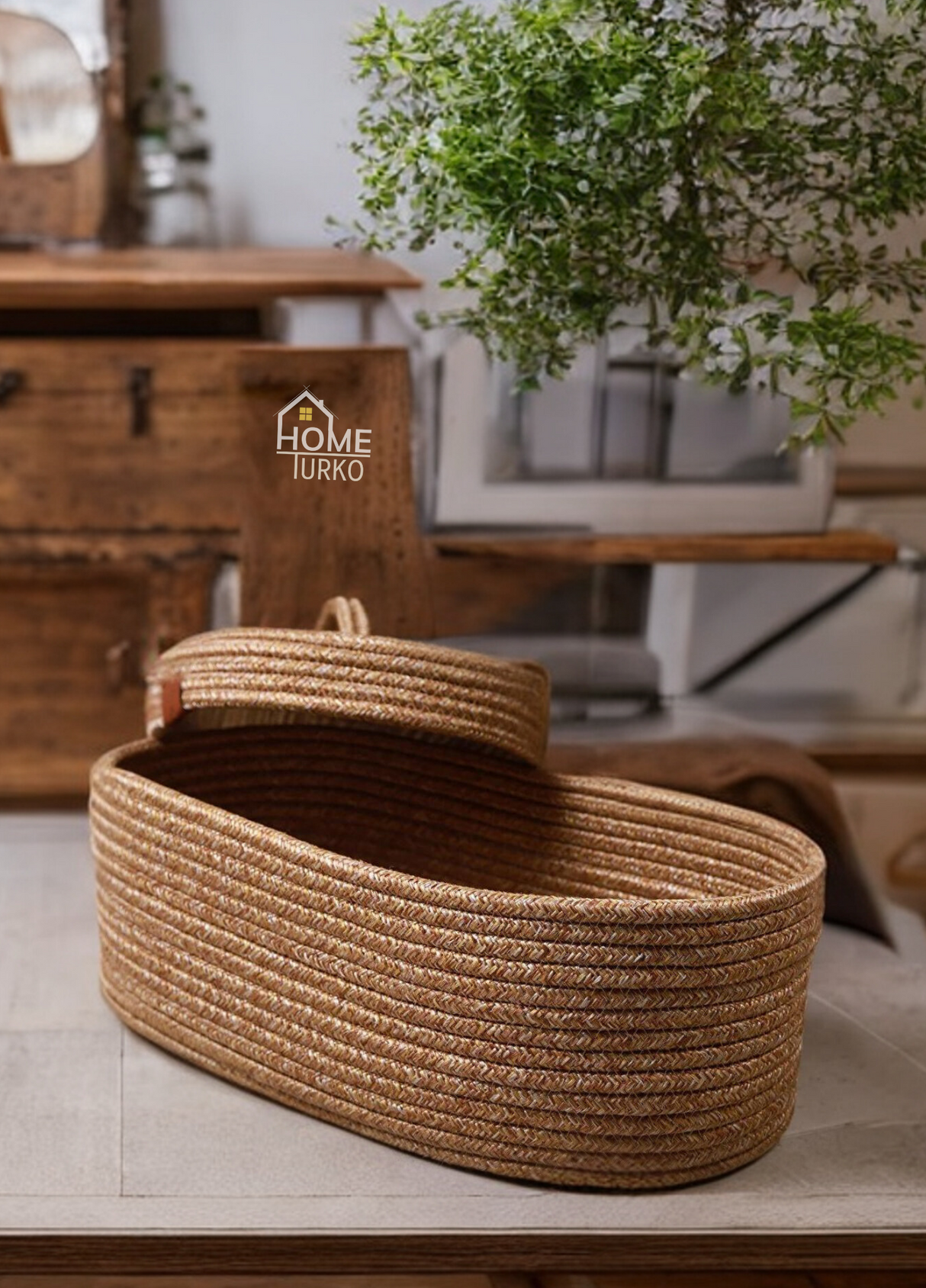 Bohem Oval Kapaklı Düzenleyici Sepet