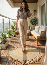 LunaLoop Yarım Ay Jüt Paspas El Yapımı Kapı Önü Banyo Balkon Kilimi