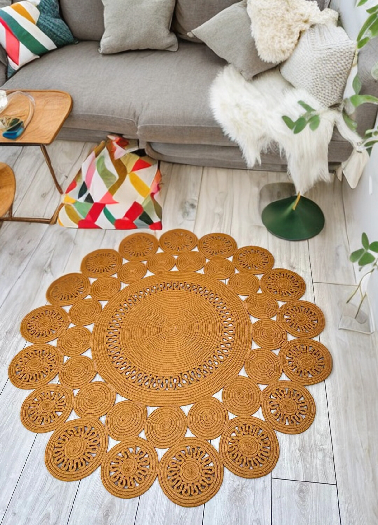 Fituristik Jüt Desenli Boho Kilim