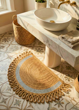 LunaLoop Yarım Ay Jüt Paspas El Yapımı Kapı Önü Banyo Balkon Kilimi