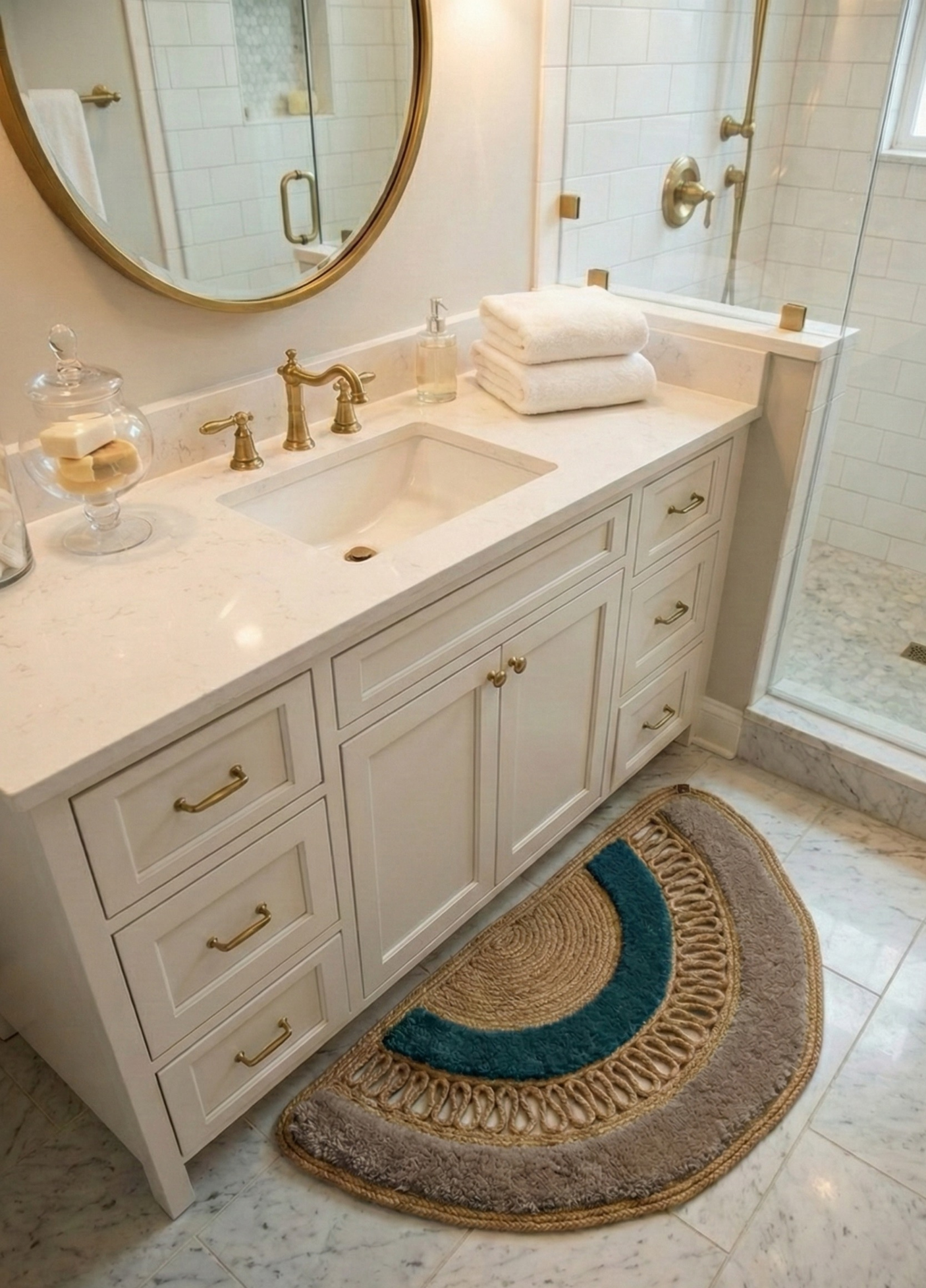 Dünyada İlk! Artisan Glow Yarım Ay Tufting Şeritli Jüt Kapı Önü Paspası