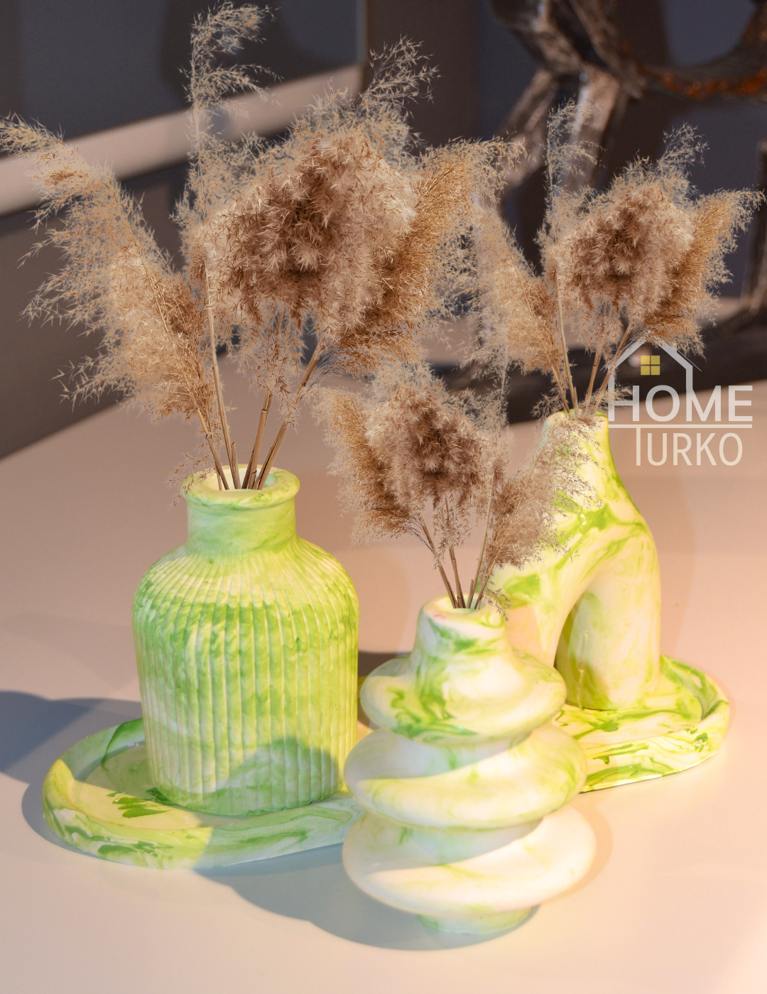 Four-Piece Bohemian Figurine and Ornament Vase Set