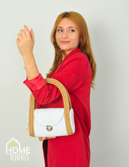 Mini Jüt Hasır Portföy Clutch