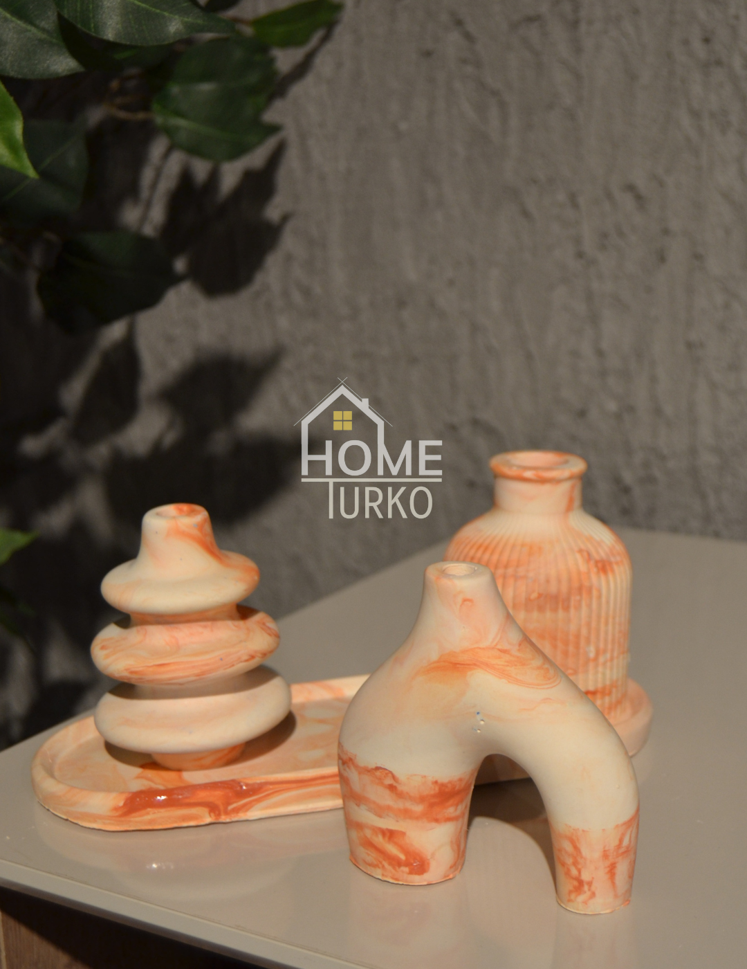 Four-Piece Bohemian Figurine and Ornament Vase Set