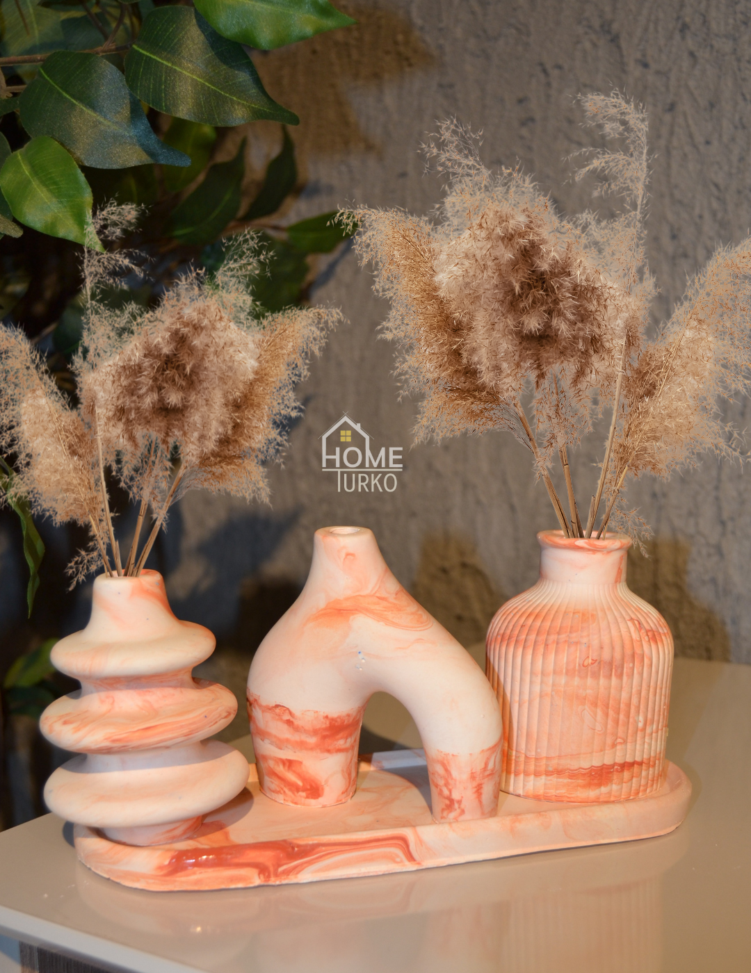 Four-Piece Bohemian Figurine and Ornament Vase Set