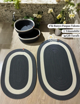 4'lü Bohem Banyo Paspas Takımı Sepetli