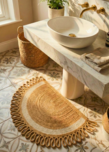 LunaLoop Yarım Ay Jüt Paspas El Yapımı Kapı Önü Banyo Balkon Kilimi